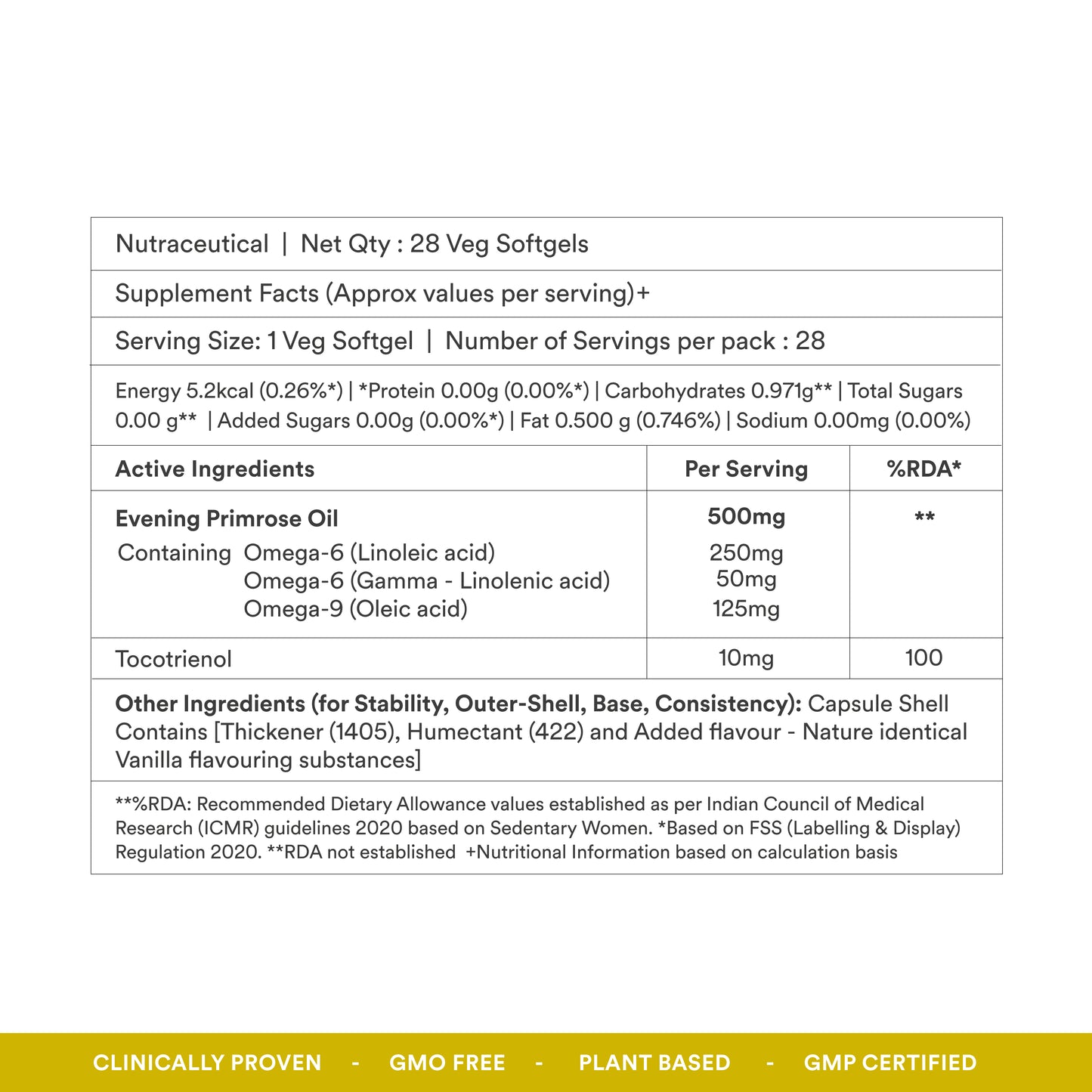 Origins Nutra Evening Primrose Oil | Supports Hormonal Balance, Lowers PMS Symptoms, Improves Skin Health| Evening Primrose Oil | GMP Certified | For Men & Women | 28 Veg Soft Gels Pack of 3