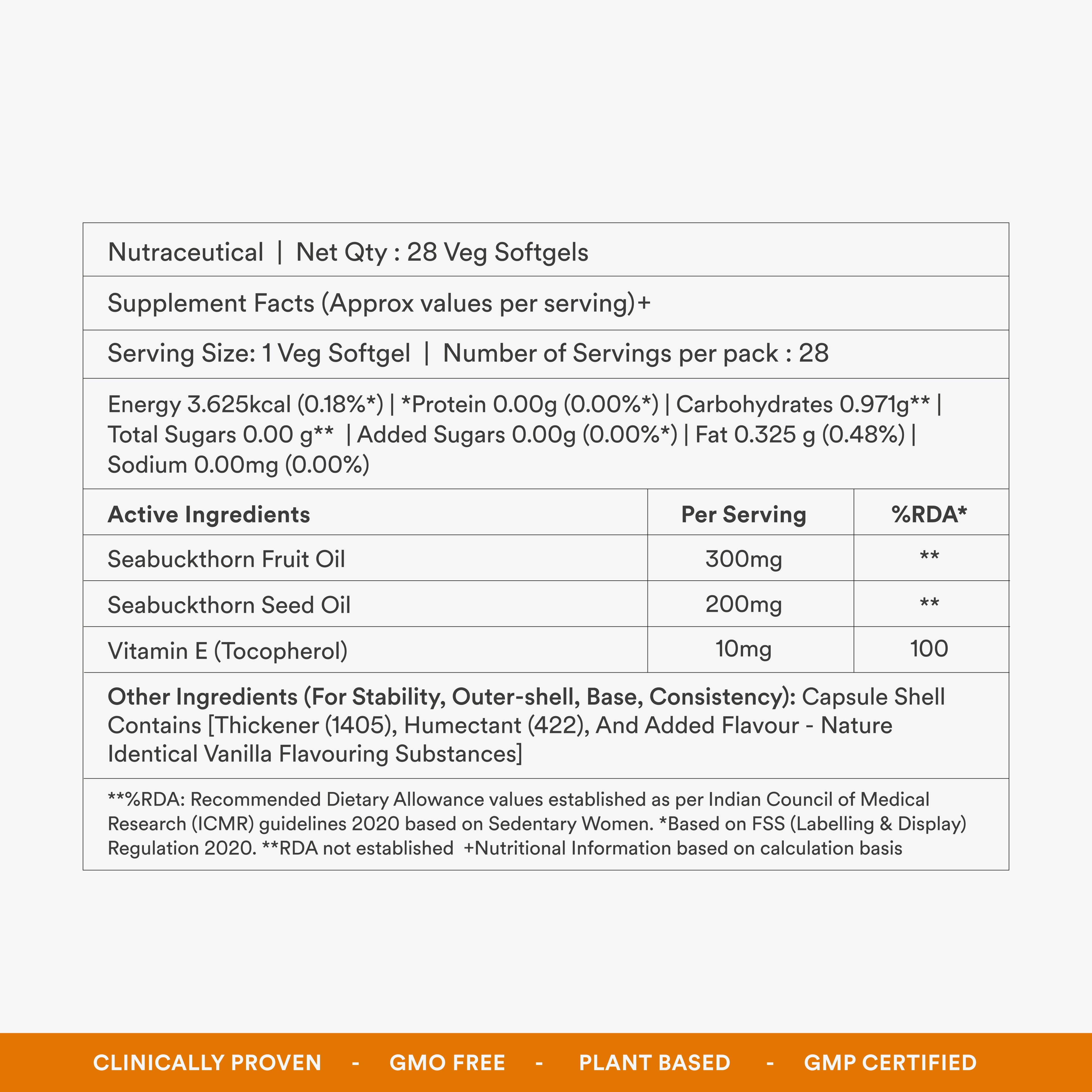 Origins Nutra Sea Buckthorn Oil |Reduce Wrinkles & Pigmentation, Supports Skin Hydration & Elasticity | Sea Buckthorn Oil | GMP Certified | For Men & Women | 28 Capsules Pack of 3