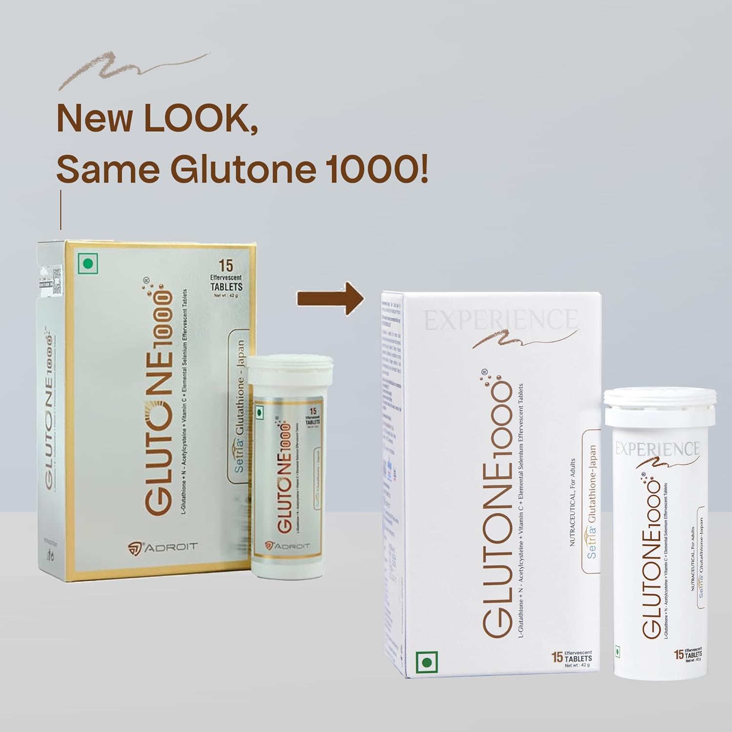Glutone 1000 – Glutathione Effervescent Tablets| Made with Setria L-Glutathione (Japan)| For Radiant Glow| Evens Skin Tone| 15 Tablets (Pack of 6)