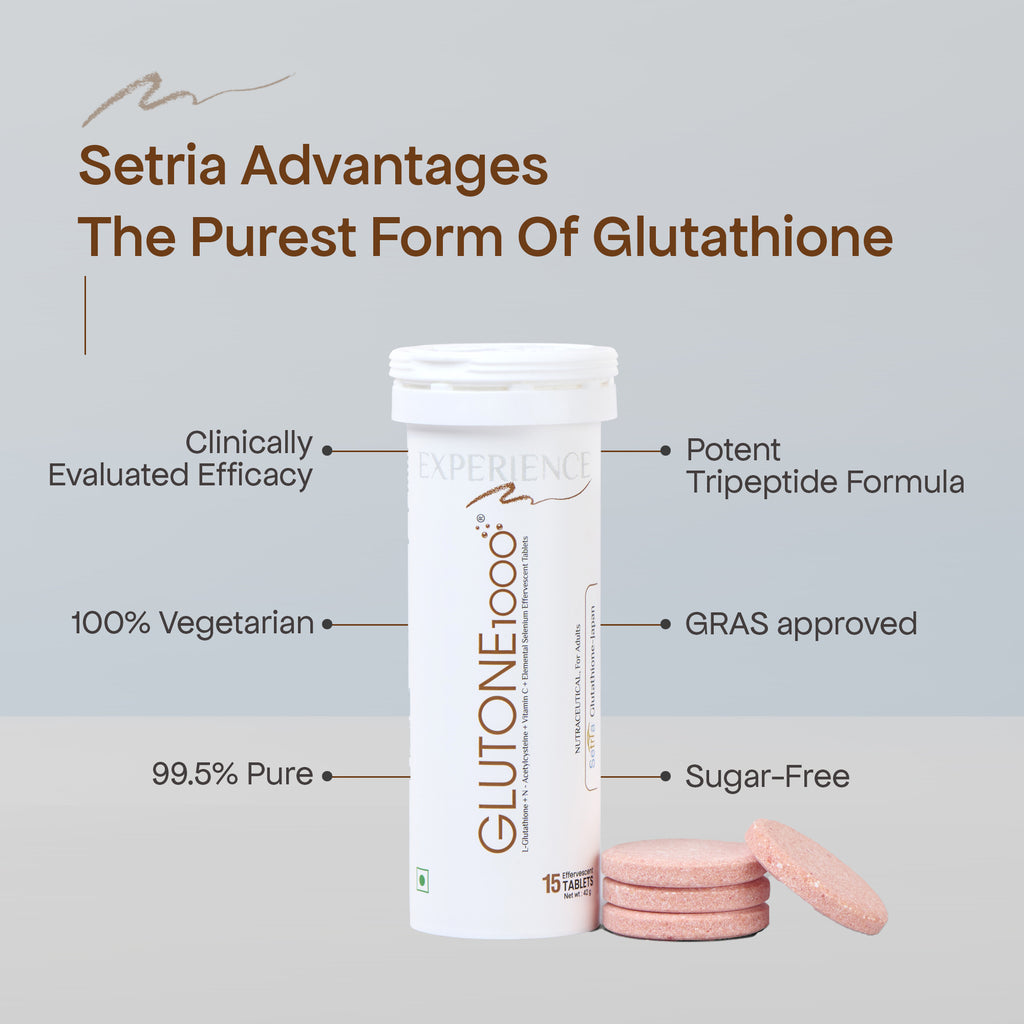 Glutone 1000 & Escor-Z Combo Pack| Setria L-Glutathione, Vitamin C Effervescent Tablets| Healthy Skin| 15 (2) + 20 (2) Tablets (Orange Flavour)