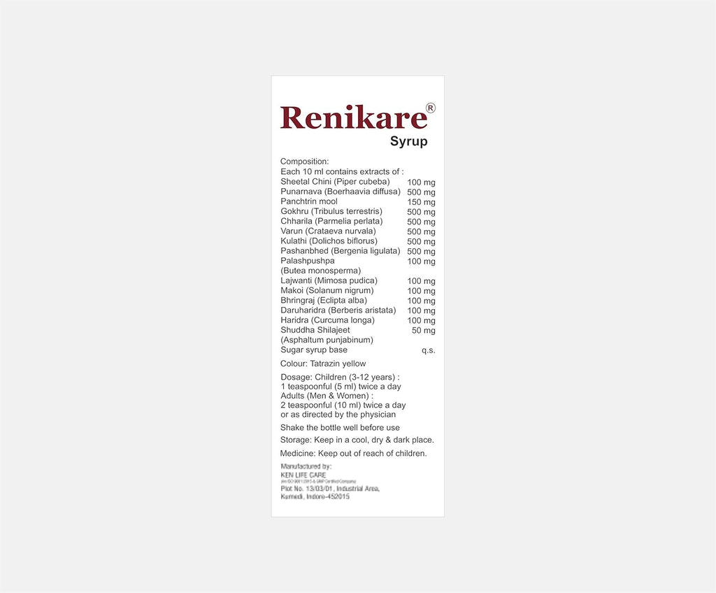 Cratus Renikare Syrup 100% organic Improved Renal Care, Cleanses Kidney And Urinary Bladder, 200ml pack of 3