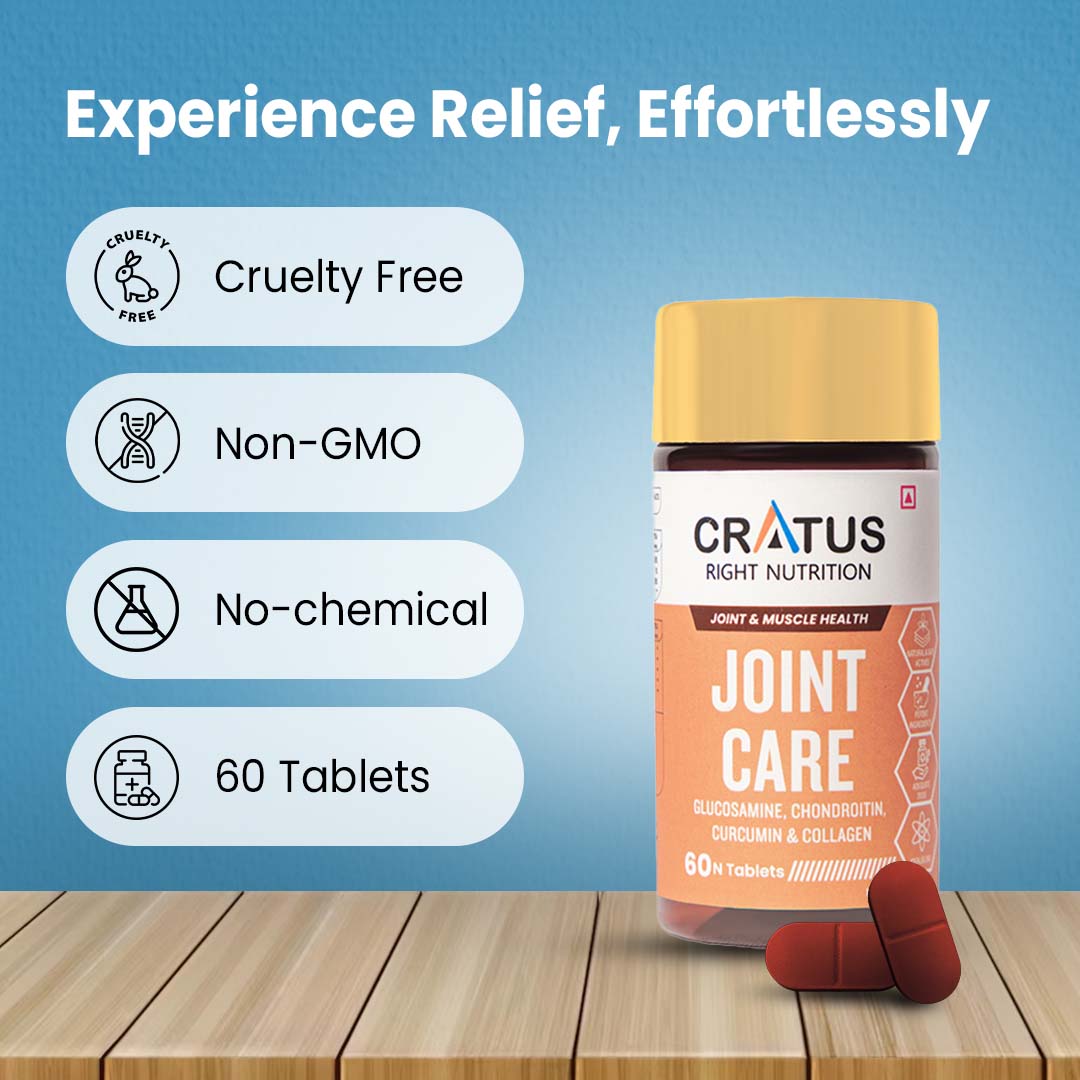 Cratus Right Nutrition Advanced Joint Care Tablets with Glucosamine, Chondroitin and Curcumin | Total Support for Joint, Cartilage and Muscle Health | Reduces Pain | 180 Tablets (Pack of 2)