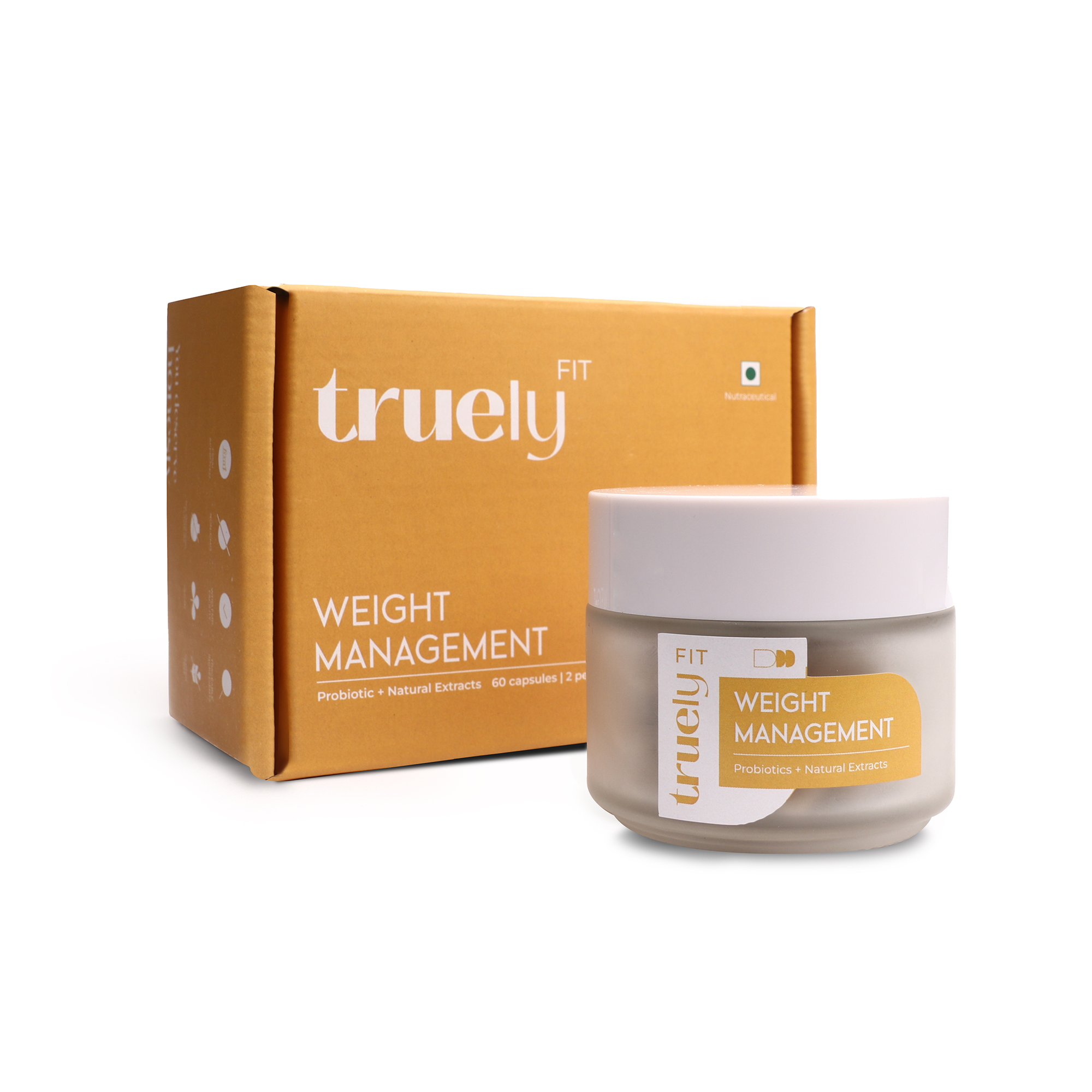 Truely Fit Probiotic Weight Management - 60 Veggie Capsules - Improve Digestion, Curbs Cravings, and Balances Blood Sugar - No Side Effects - Gluten Free - No Artificial Flavors - Vegan (Pack of 1)