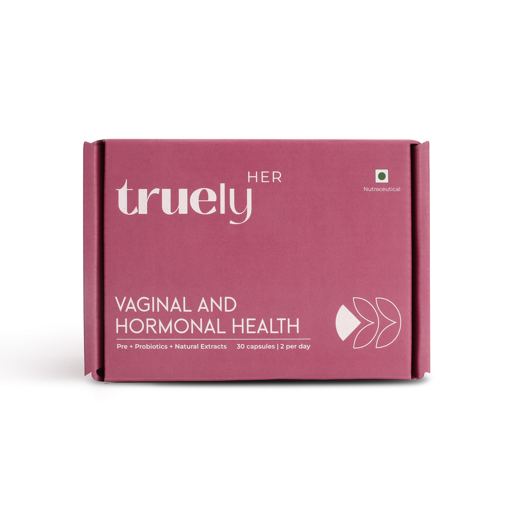Truely Her Tested Pre & Probiotic Veggie Capsules for Women | Helps in Hormone Balance, PMS Relief, Reduce UTIs & PCOS Support | Helps to Manage Irregular Periods | Vegan | 60 Capsules (Pack of 2)