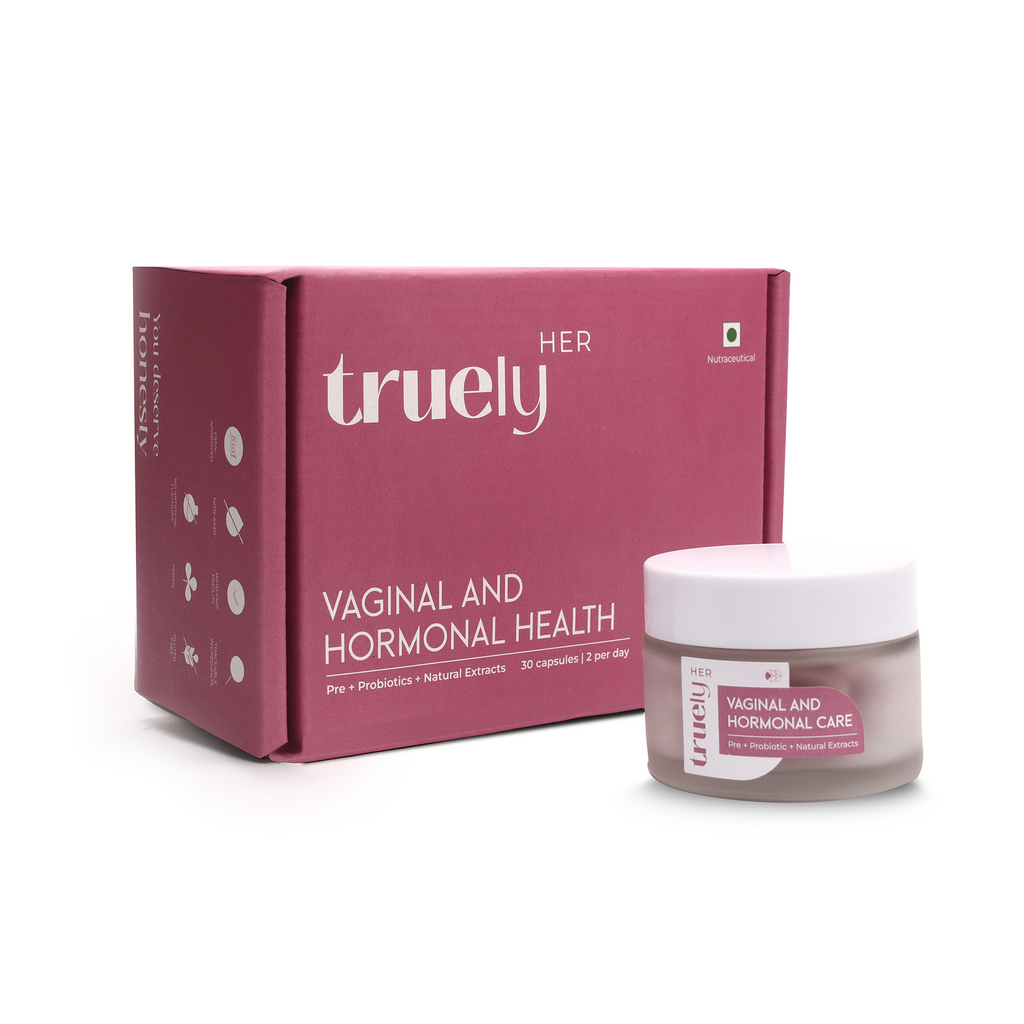 Truely Her Tested Pre & Probiotic Veggie Capsules for Women | Helps in Hormone Balance, PMS Relief, Reduce UTIs & PCOS Support | Helps to Manage Irregular Periods | Vegan | 60 Capsules (Pack of 2)