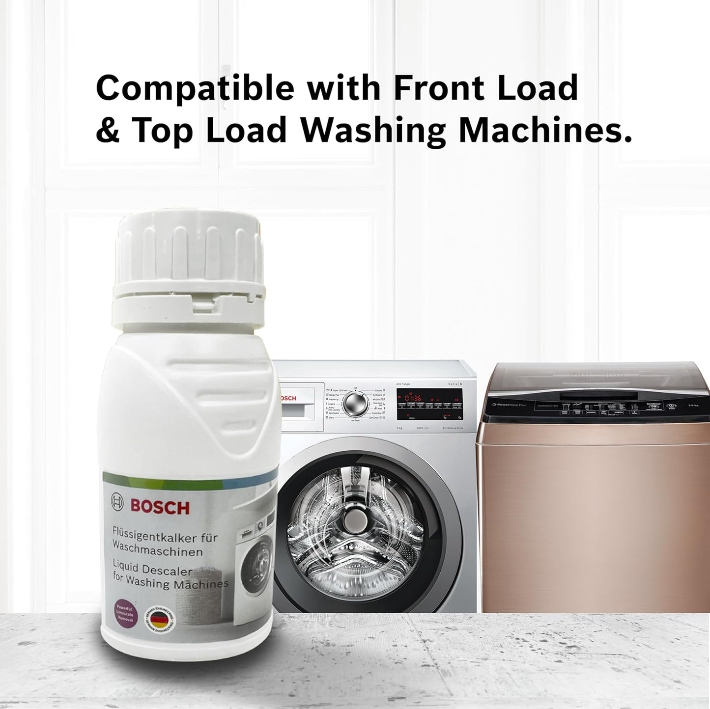 Bosch Liquid Descaler for Washing Machine – 200ml and Bosch Front Load Laundry Detergent Lavender Fragrance - 1 L, Combo Pack of 2