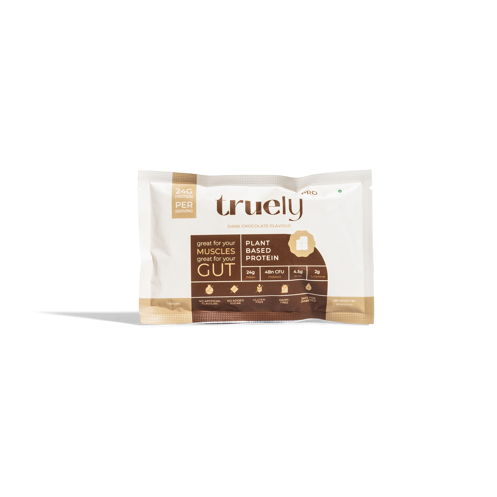 Truely Pro - Vegan Plant Protein | 24g Protein/Serving | 4 Bn CFU Probiotics | 3 Protein Sources - Pea, Brown Rice & Moong Bean | No Artificial Flavours | THIRD-PARTY TESTED | Dark Chocolate | 2KG
