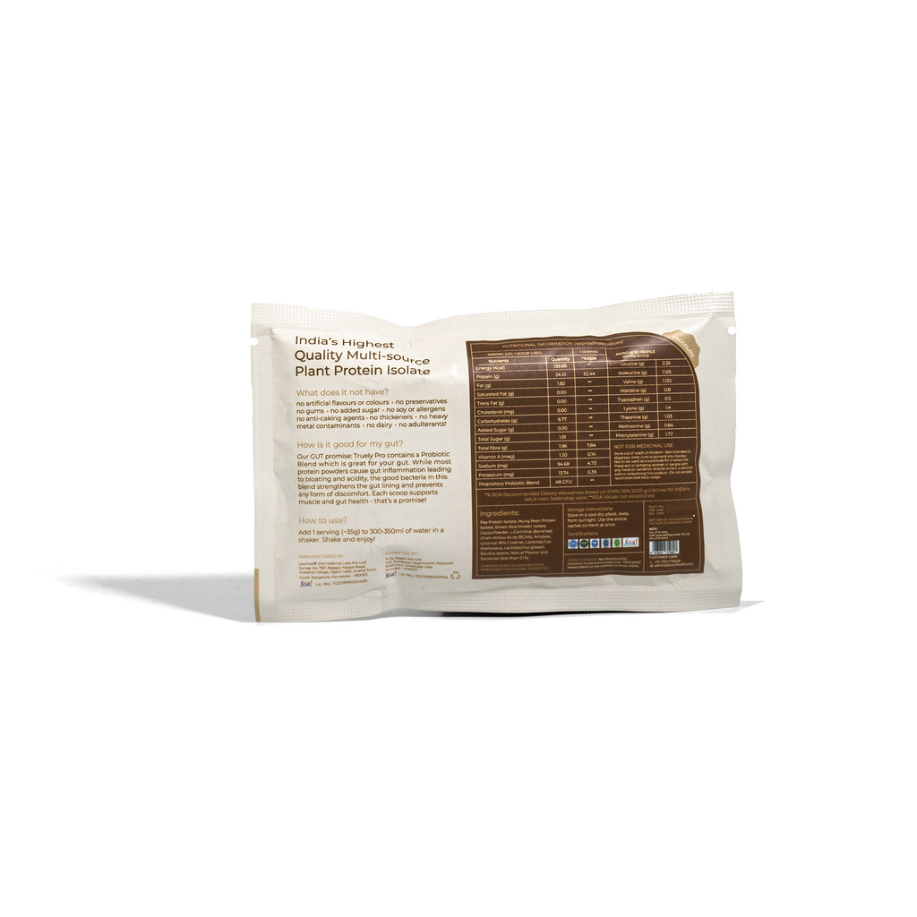 Truely Pro - Vegan Plant Protein | 24g Protein/Serving | 4 Bn CFU Probiotics | 3 Protein Sources - Pea, Brown Rice & Moong Bean | No Artificial Flavours | THIRD-PARTY TESTED | Dark Chocolate | 2KG