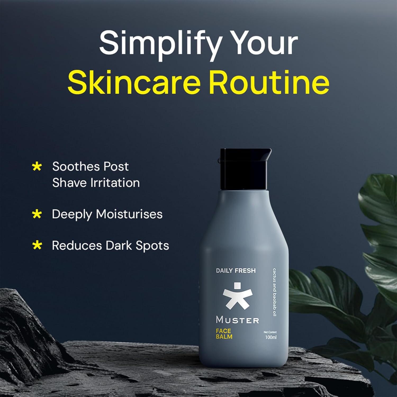 Muster Daily Fresh Face Balm for Men | 100 ML | After Shave | Reduces Dark Spots | Hydrates & Soothes | Cactus & Baobab Oil | Antioxidant-Rich (Pack of 2)