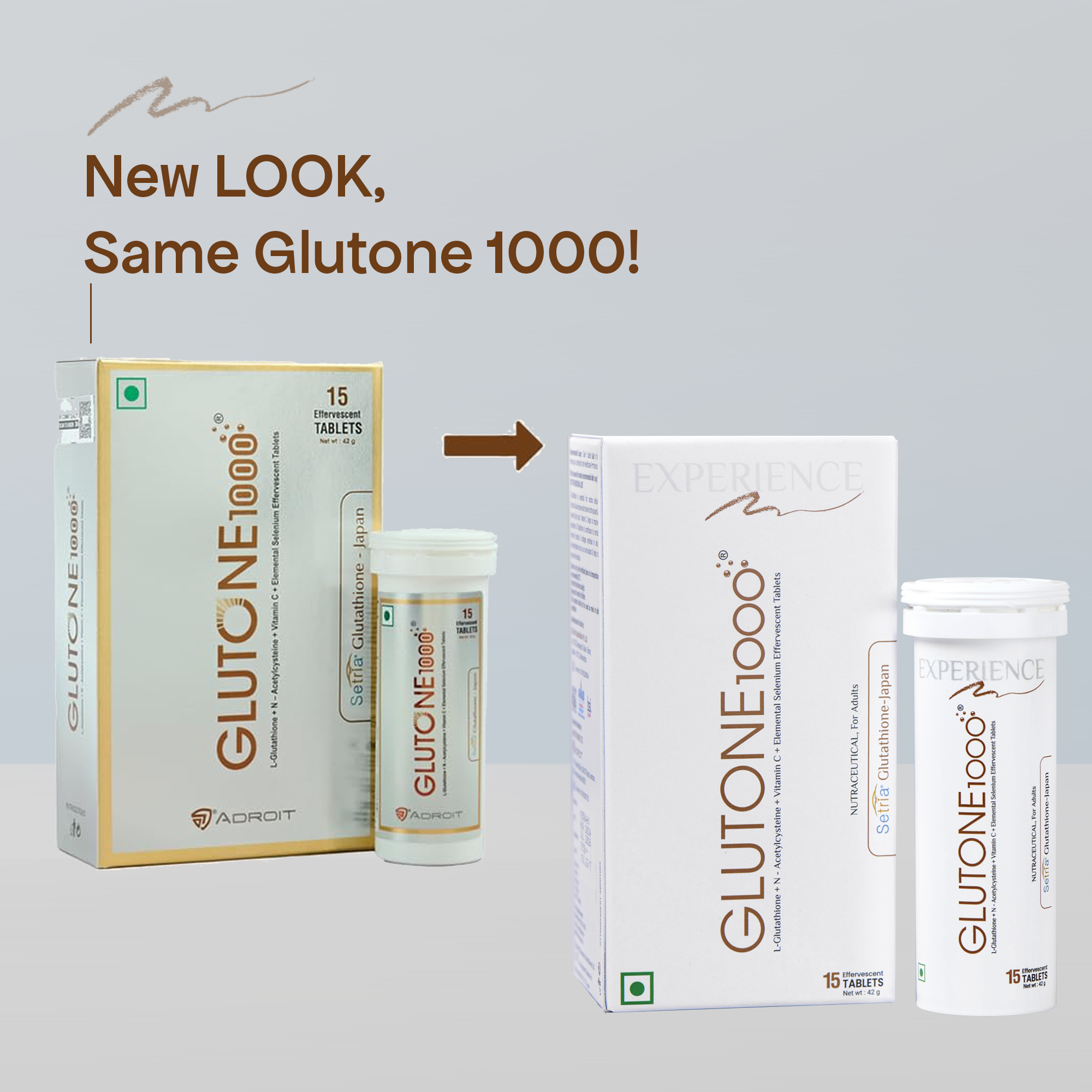 Glutone 1000 & Escor-Z Combo Pack| Setria L-Glutathione, Vitamin C and Zinc Effervescent Tablets| Healthy Skin| Pack of 15 + 20 Tablets (Lime & Lemon Flavour)