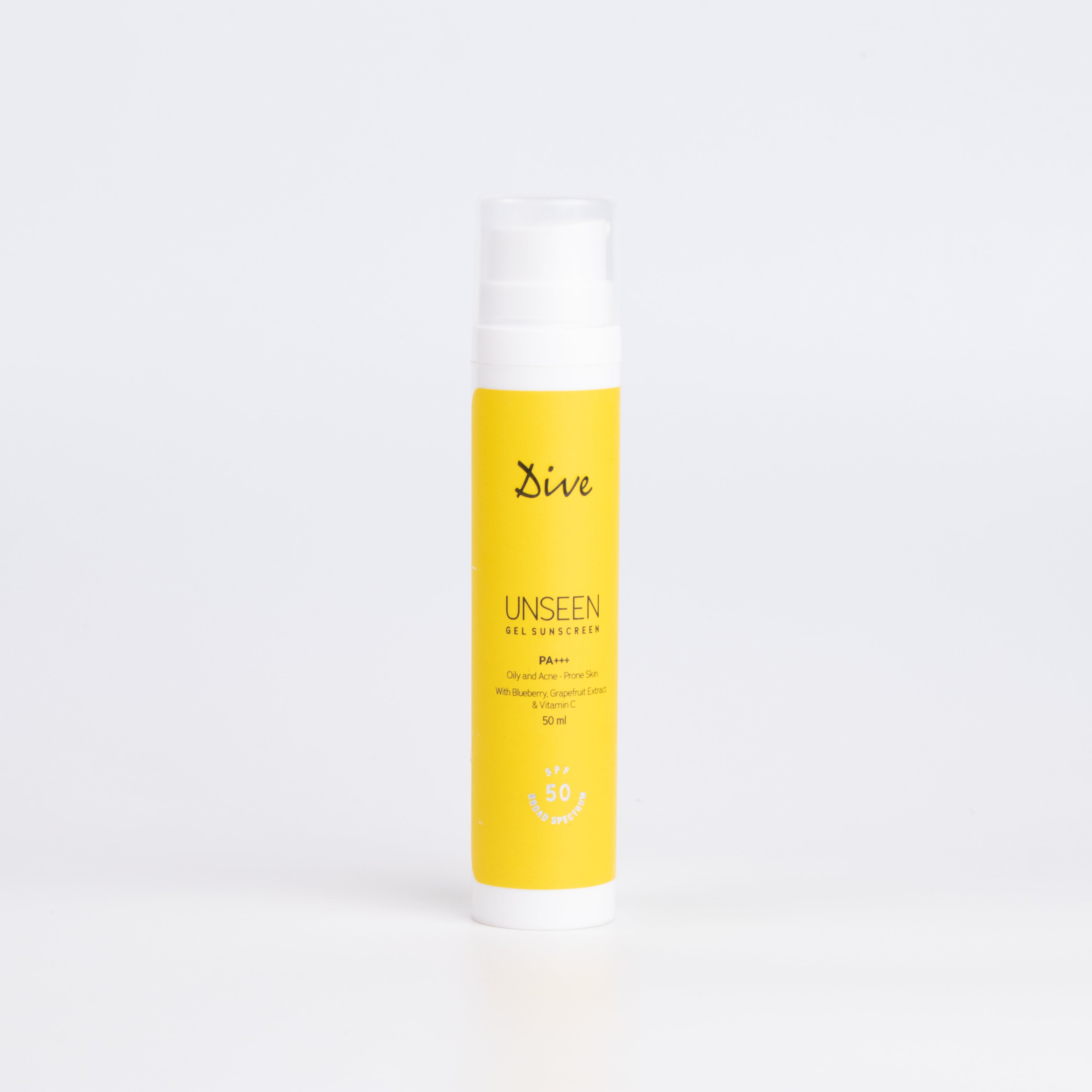 DIVE UNSEEN GEL SUNSCREEN SPF 50, PA+++ | Suitable for all Skin Types | Grease-Free & Water-Resistant | UVA/UVB | Free from Paraben and Cruelty, Non-Comedogenic 50ml
