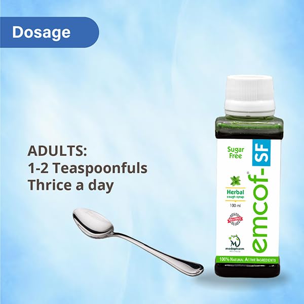 Emcof Ayurvedic Sugar-Free Cough Syrup: Relieve Your Cough Naturally with Our Herbal Formula - Buy Now for Fast Relief! (Pack of 5)