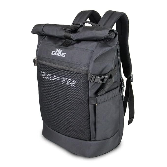 GODS Raptr Roll Top 15.6 inch Polyester Laptop Tech Backpack(30 Ltrs, Black)