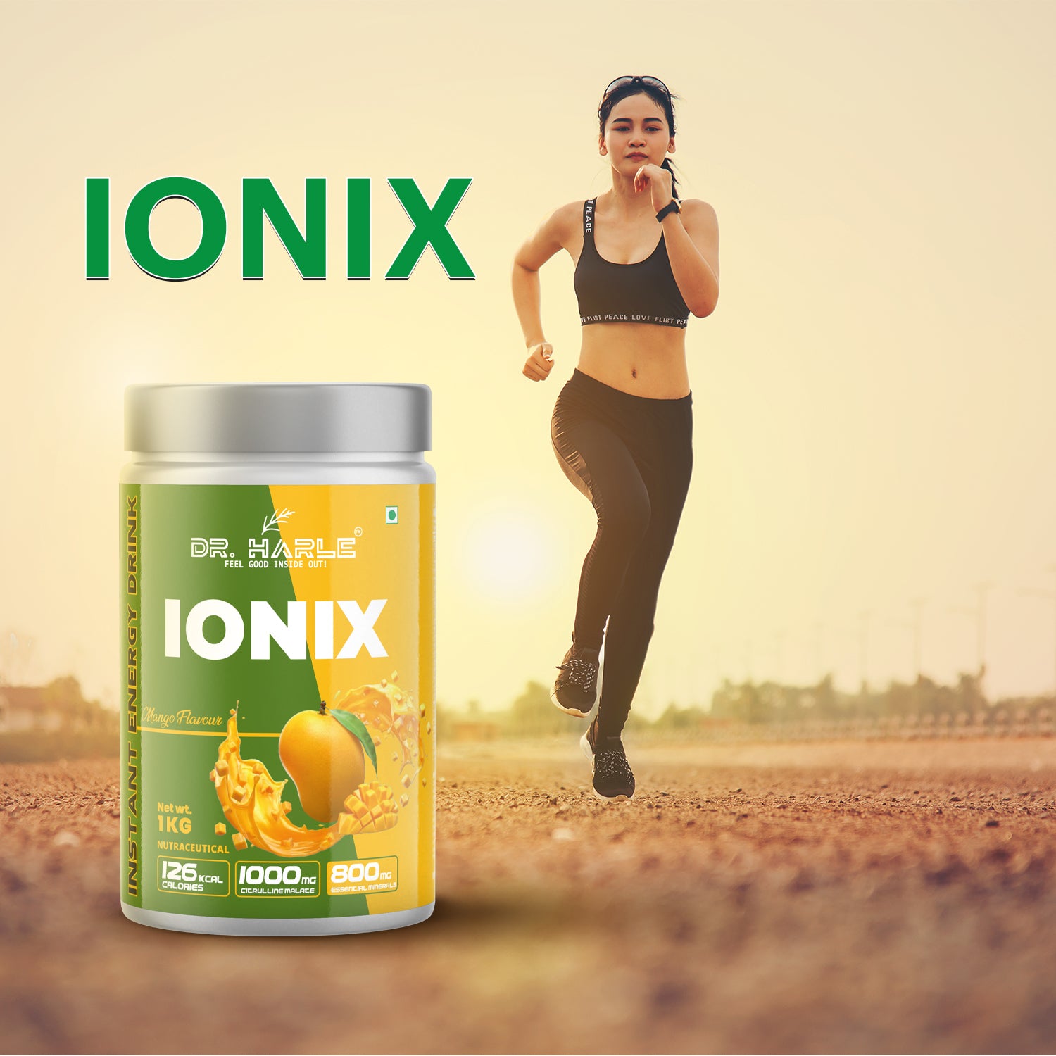 DR. HARLE Ionix Isotonic Energy Drink Powder – 1kg Mango Flavor | Electrolyte & Hydration Support