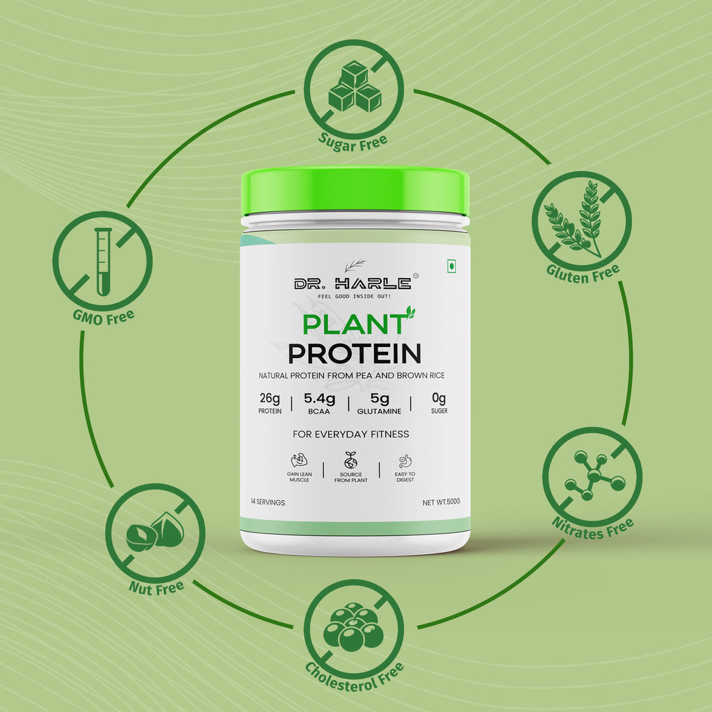 DR. HARLE 100% Vegan Plant Protein Powder for Women & Men 26g Protein, 26 Vitamins & Herbs per Serving with Digestive Enzymes | Supports Muscle Growth & Recovery | All-Natural, Non-GMO, Gluten-Free | Delicious Belgian Chocolate Flavour - 500gm