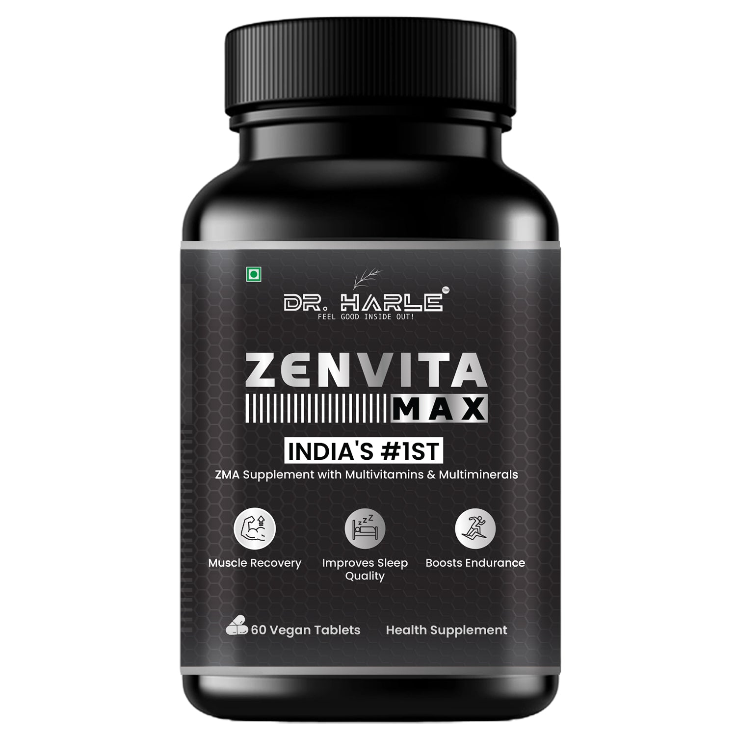 DR. HARLE ZenVita Max India's Only ZMA Supplement for Men & Women with Multivitamins, Minerals, and L-Lysine | Zinc Magnesium Tablets for Muscle Recovery, Sleep Support, Immunity & Endurance - 60 Tablets