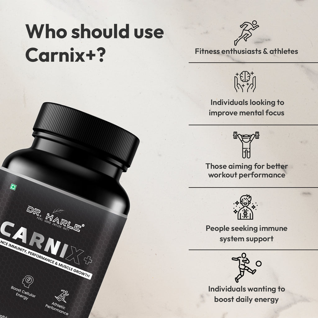DR. HARLE Carni X+ L-carnitine, L-arginine, Vitamin-C,B12,E - 60 tablets