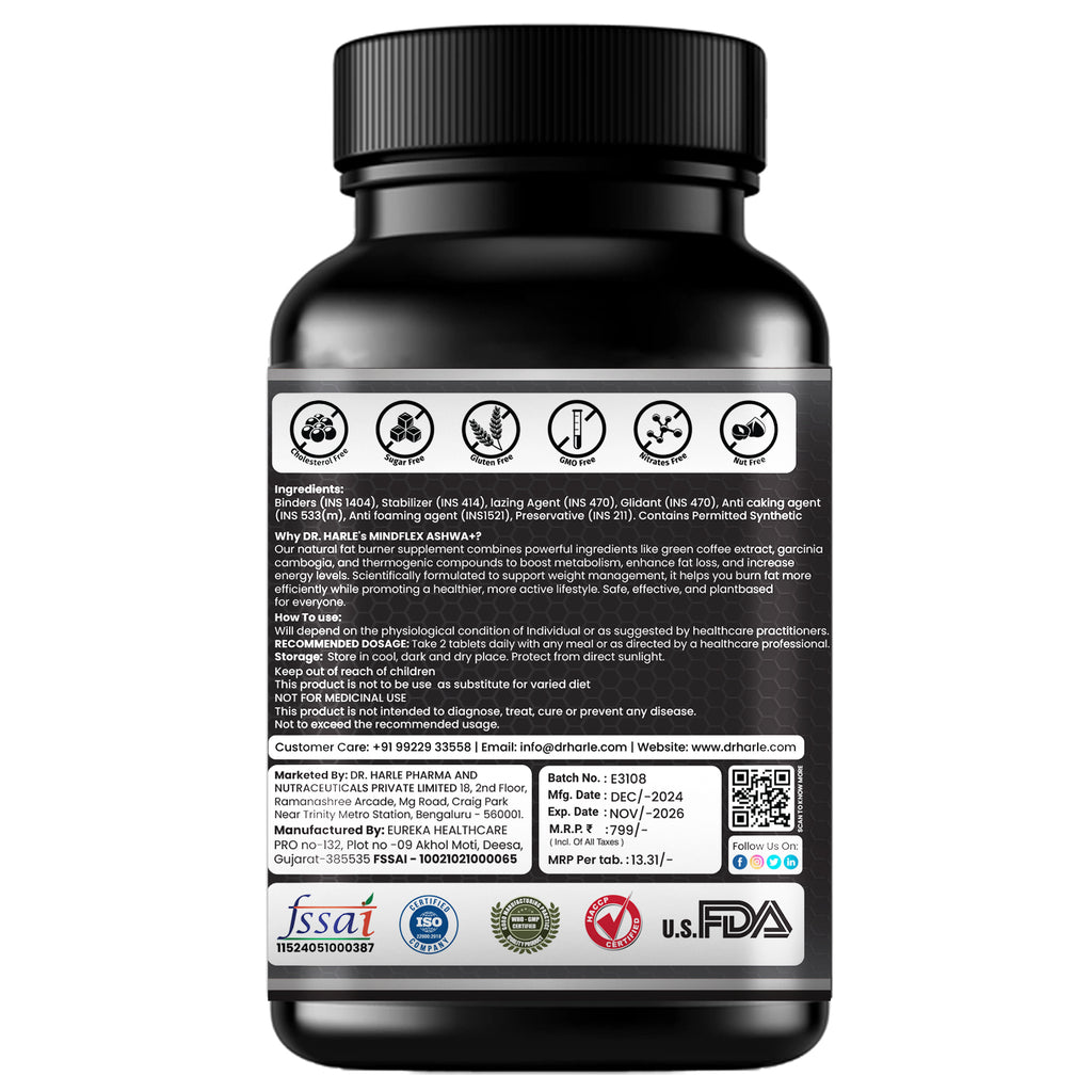 Dr. Harle Fat2Fit Max Plus | Supplement with Natural Ingredients | Suitable for Men and Women | No Added Sugar | 60 Tablet