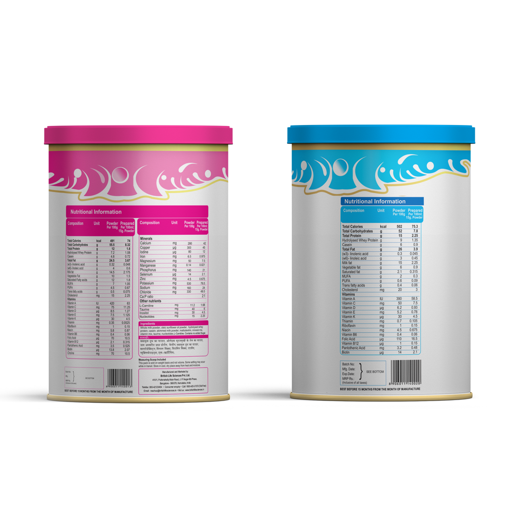 British Life Sciences MMS Stage 1 & MMS Stage 2 Combo | Essential Infant Milk Formula for Overall Development for Babies/Toddlers | Nutritious Milk Drink Powder for Infants