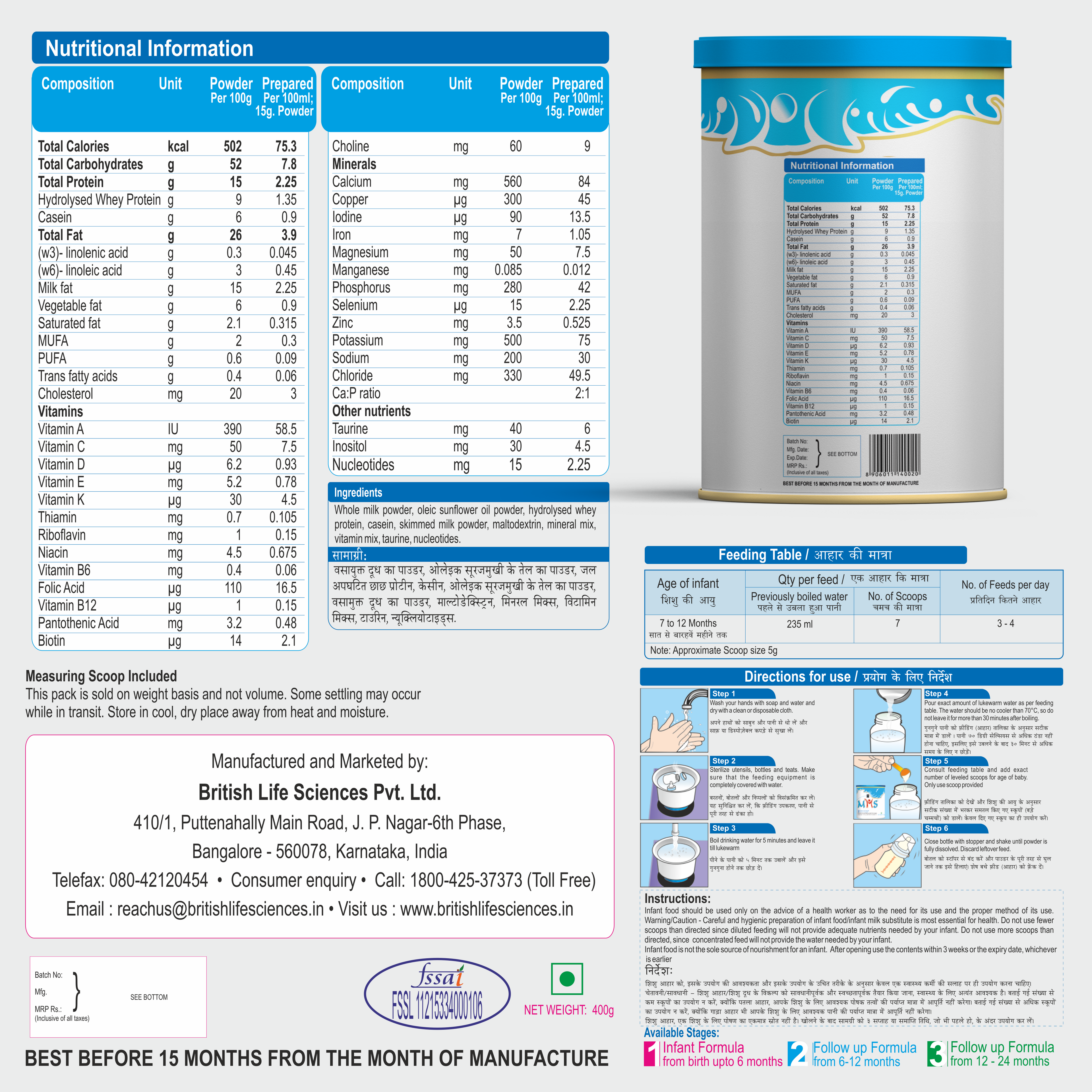 MMS Follow up Formula for 6-12 Month Old Babies | Stage 2 Infant Formula for Overall Development | 400 g