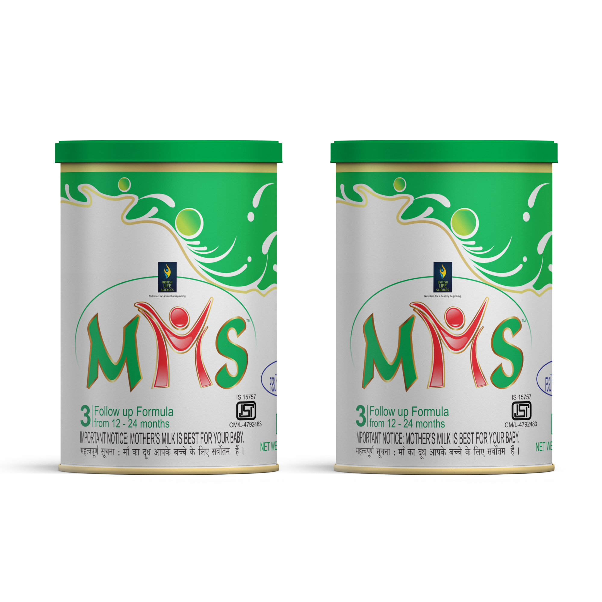 BRITISH LIFE SCIENCES MMS Follow up Formula for Babies 12 Months and Above | Stage 3 Follow up Formula for Overall Development | 400 g (Pack of 2)