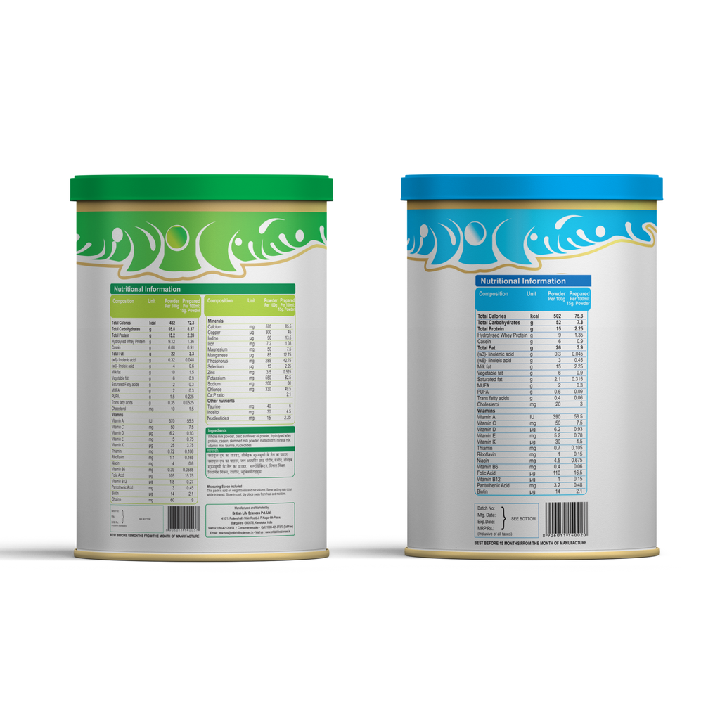 British Life Sciences MMS Stage 2 & MMS Stage 3 Combo | Essential Infant Milk Formula for Overall Development for Babies/Toddlers | Nutritious Milk Drink Powder for Infants