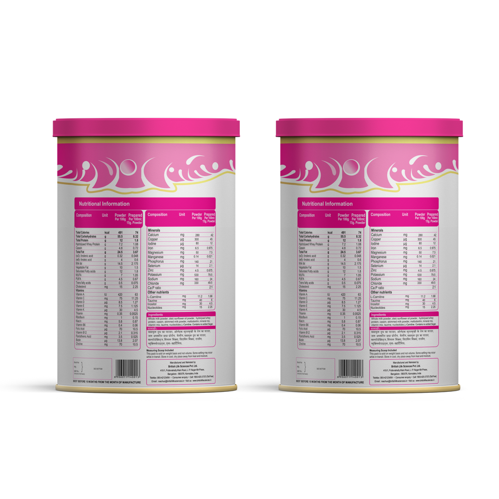 BRITISH LIFE SCIENCES MMS - Infant Formula for 0-6 Months Old |Stage 1 Essential Infant Milk Formula for Overall Development |400 g (Pack of 2)