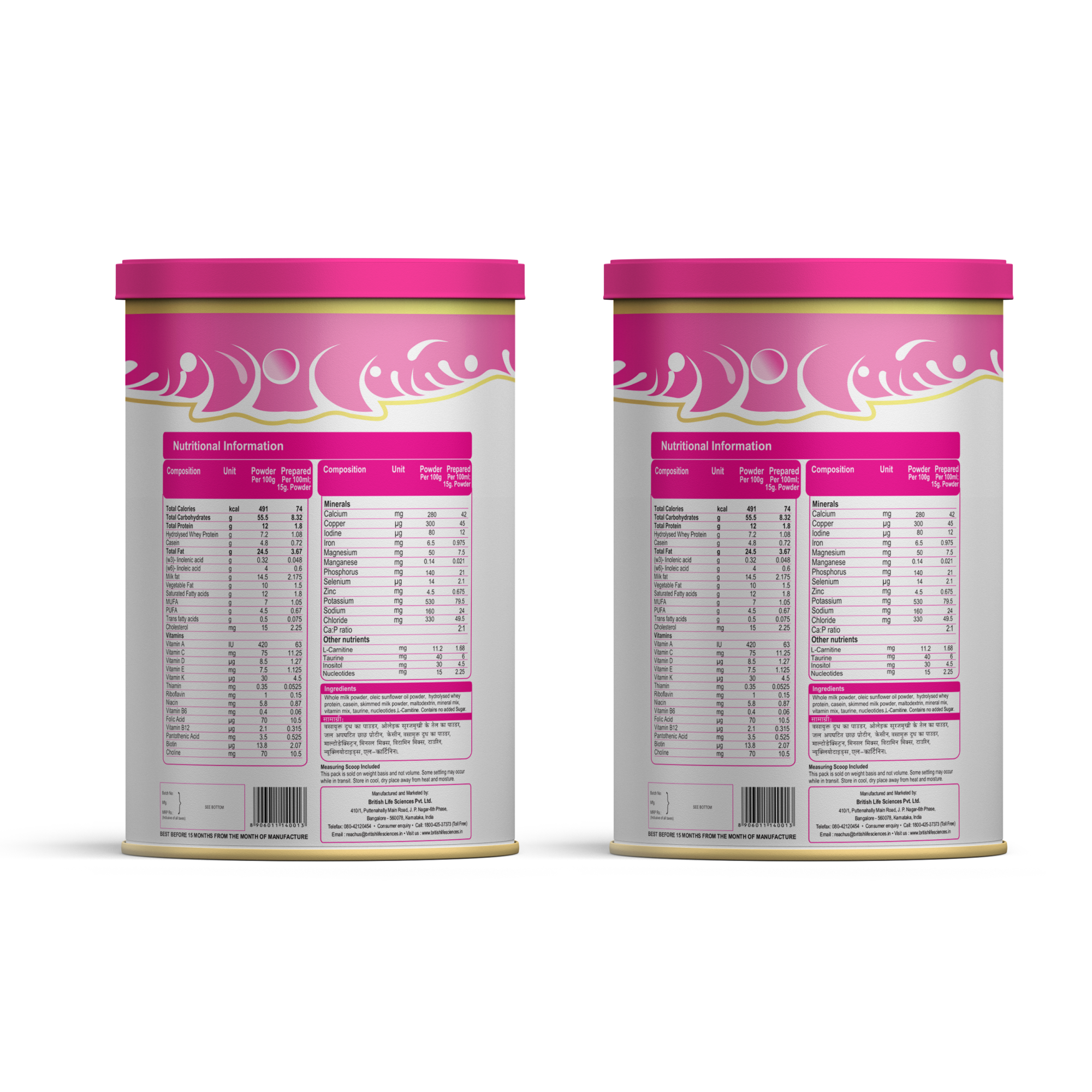 BRITISH LIFE SCIENCES MMS - Infant Formula for 0-6 Months Old |Stage 1 Essential Infant Milk Formula for Overall Development |400 g (Pack of 2)
