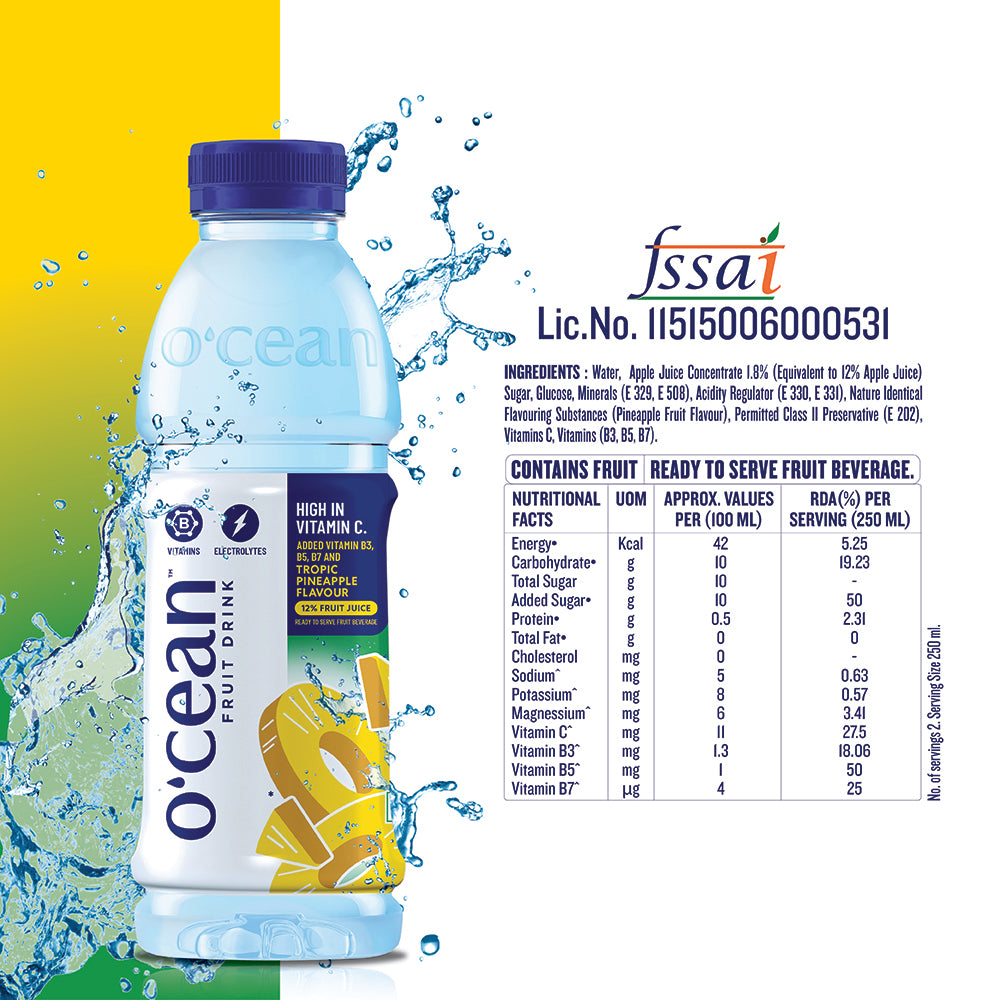 Ocean Fruit water Pineapple 500 ml (Pack of 24)