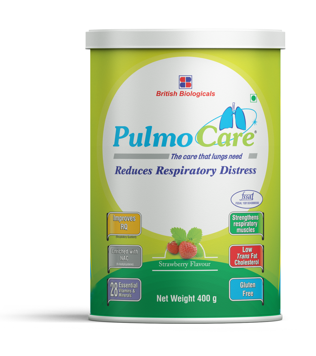 Pulmocare Powder-Strawberry Flavour|For Asthma, Copd, Pulmonary Tuberculosis|Gluten Free-400 G