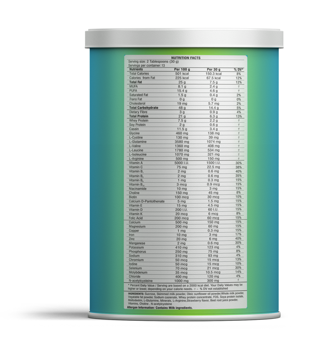 Pulmocare Powder-Strawberry Flavour|For Asthma, Copd, Pulmonary Tuberculosis|Gluten Free-400 G