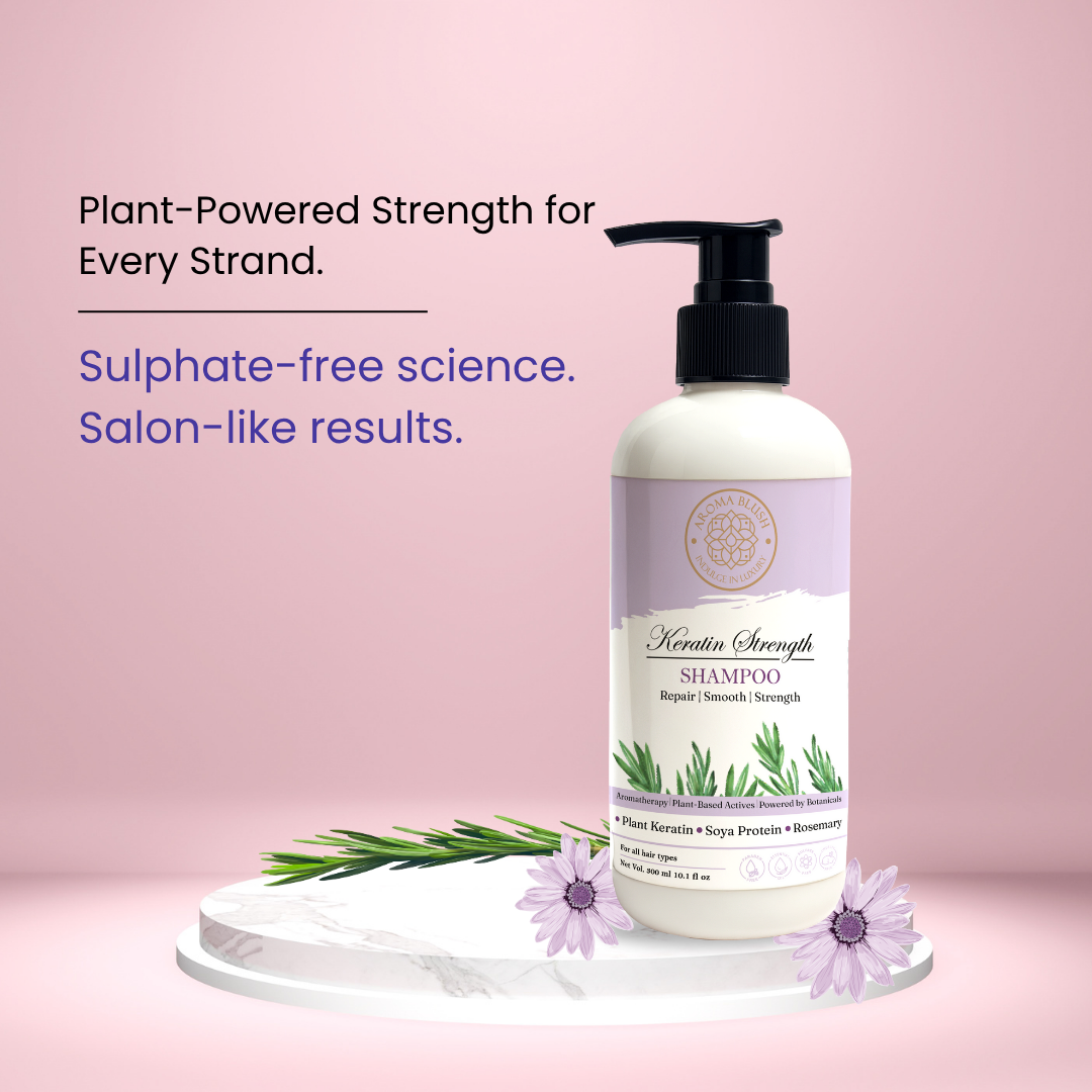 AROMABLUSH Keratin Strength Shampoo, Conditioner & Hairmask Combo