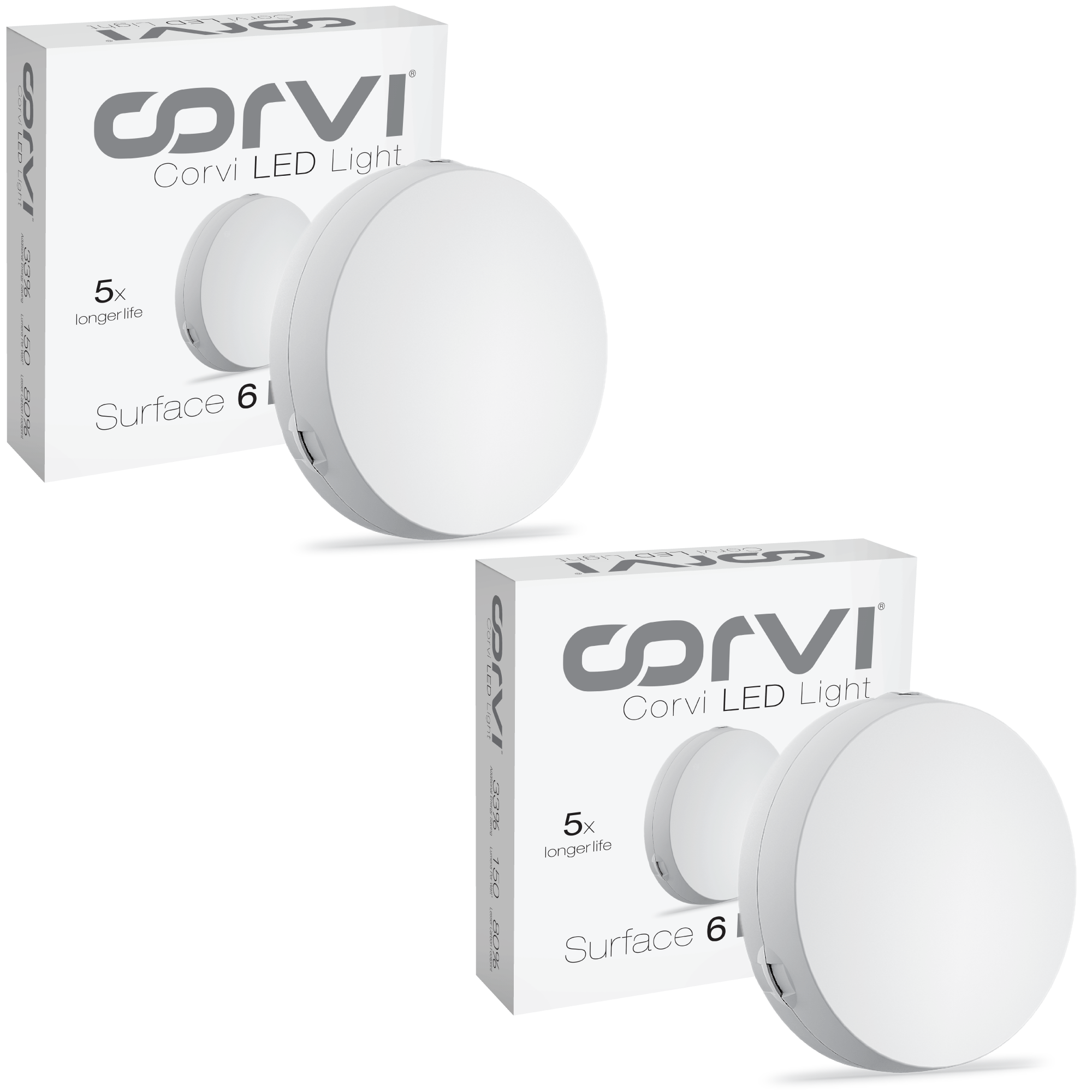 CORVI LED Surface 6 Round 15W | Dimmable & Driverless Ceiling Panel Light | Full Glow, No False Ceiling Required | Slim & Compact | Easy White 4000K (Pack of 2)