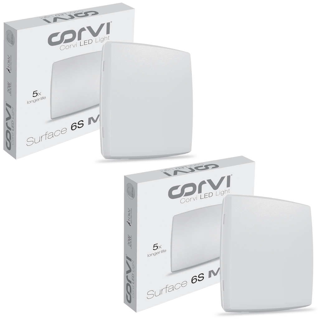 CORVI LED Surface 6S Square 15W | Dimmable, Driverless Ceiling Panel Light | Slim, Full Glow, No False Ceiling Required | Easy White 4000K (Pack of 2)