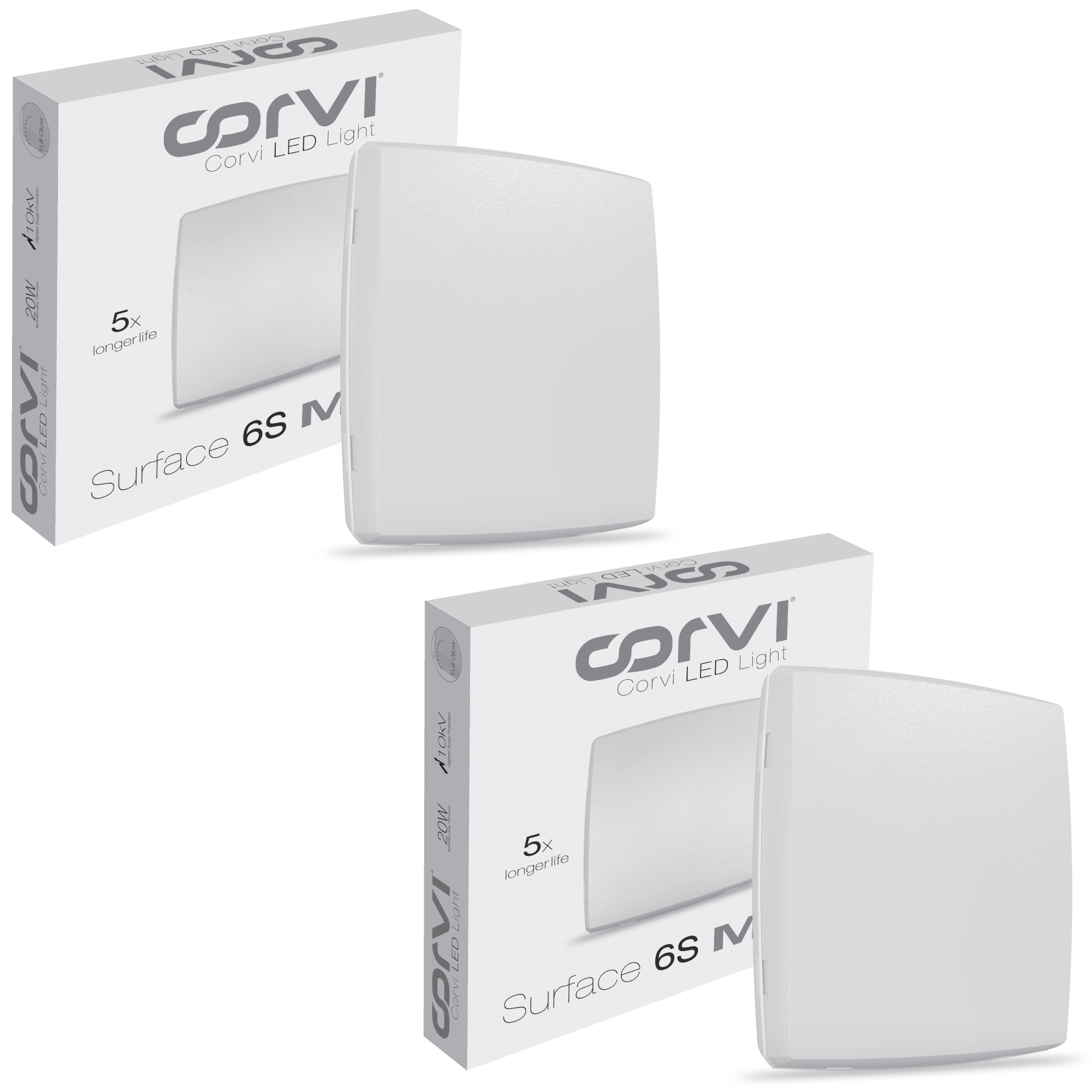 CORVI LED Surface 6S Square 15W | Dimmable, Driverless Ceiling Panel Light | Slim, Full Glow, No False Ceiling Required | Easy White 4000K (Pack of 2)