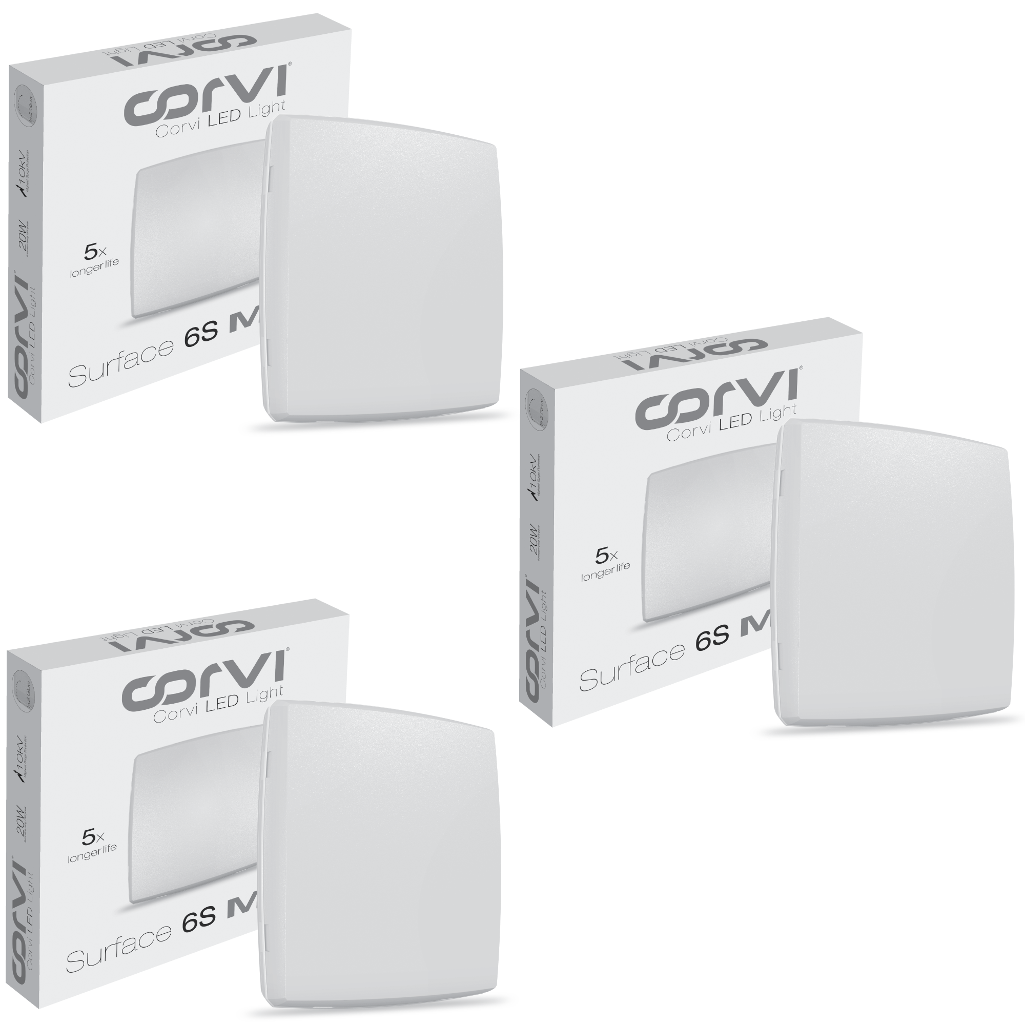 CORVI LED Surface 6S Square 15W | Dimmable, Driverless Ceiling Panel Light | Slim, Full Glow, No False Ceiling Required |  White 5700K (Pack of 3)