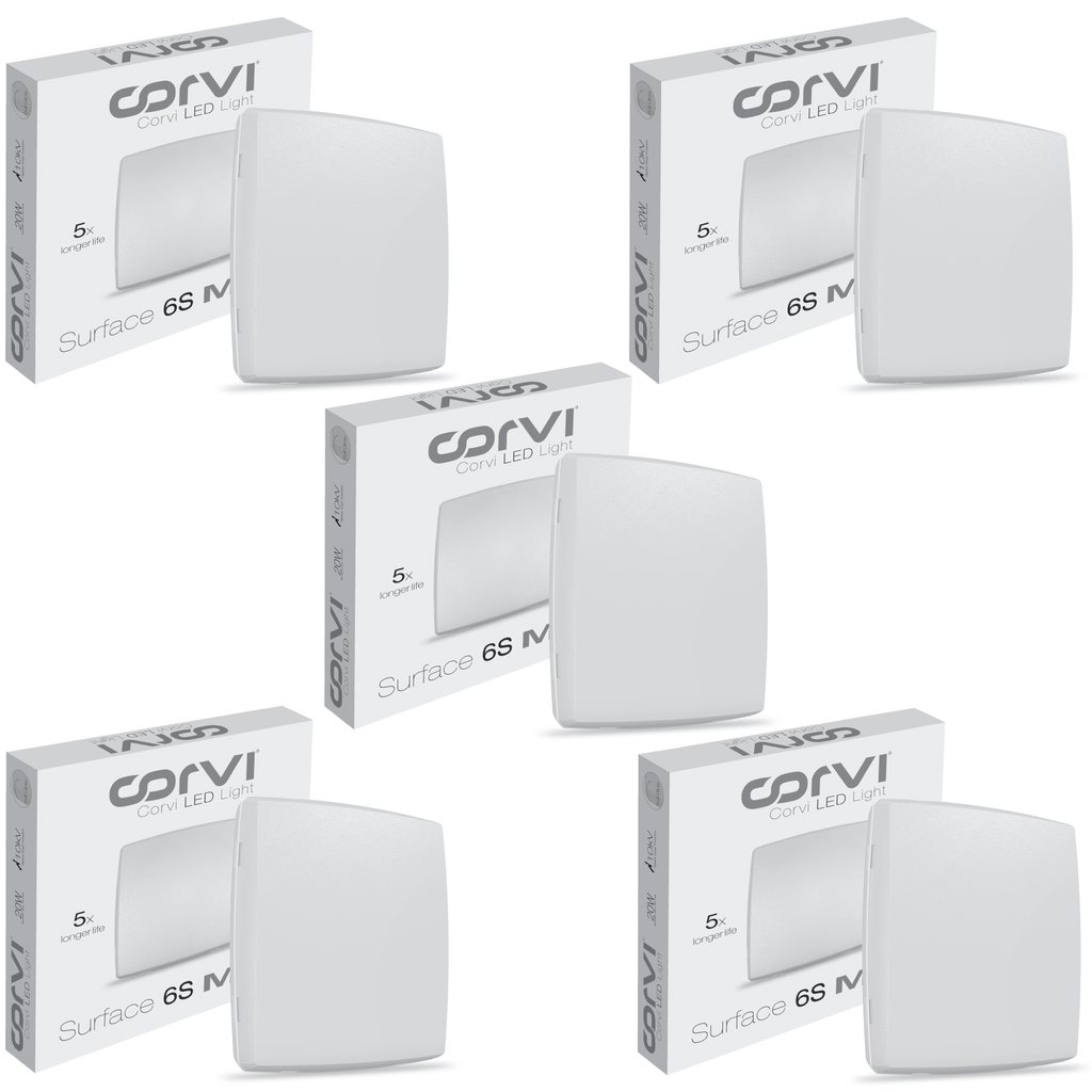 CORVI LED Surface 6S Square 15W | Dimmable, Driverless Ceiling Panel Light | Slim, Full Glow, No False Ceiling Required | Easy White 4000K (Pack of 5)