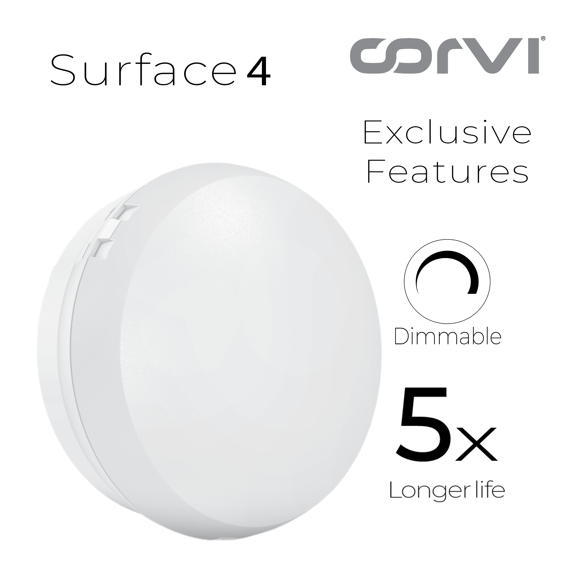 CORVI LED Surface 4 Round 6W | Slim, Driverless, Dimmable Ceiling Panel Light | Full Glow Warm White 3000K | Surface Mount, No False Ceiling Needed (Pack of 3)