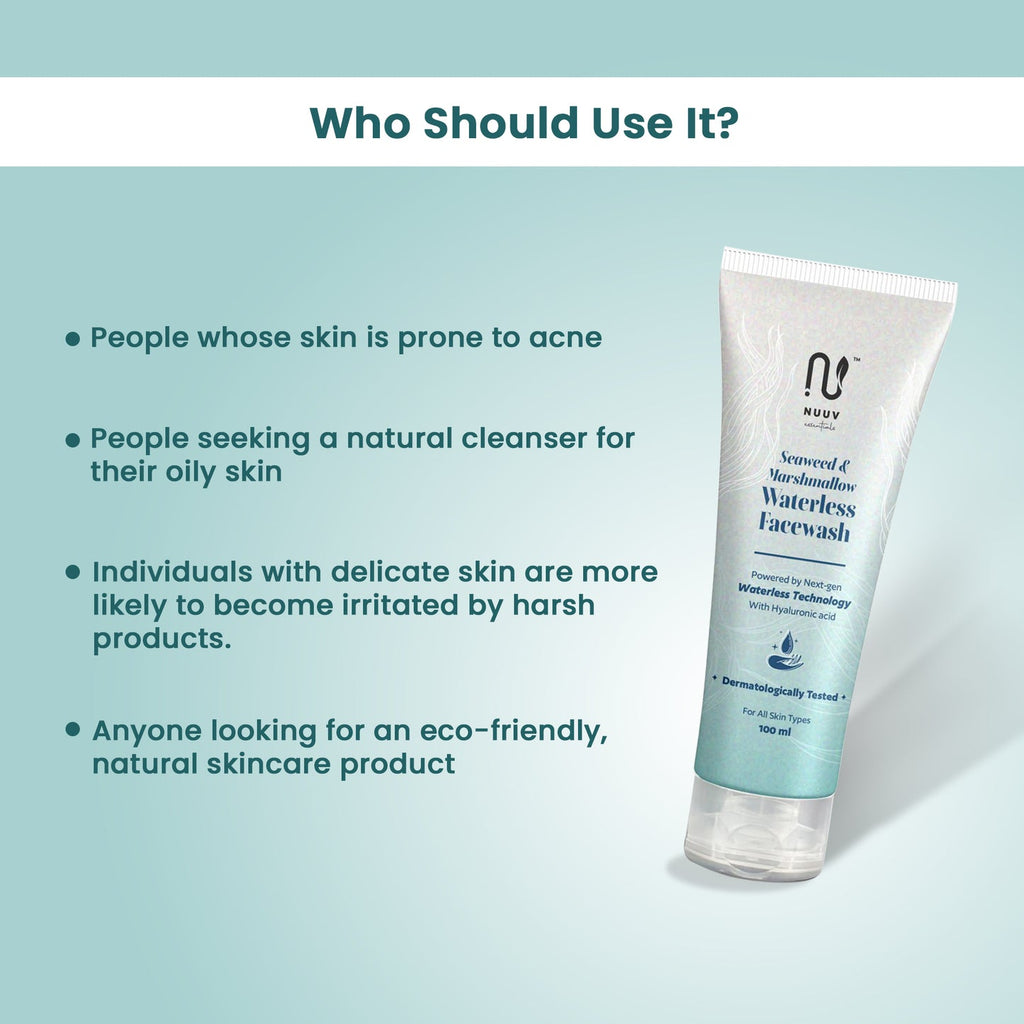 Nuuv Essential - Waterless Face Wash | Rinse-Free Cleanser | Seaweed, Aloe, Marshmallow & Hyaluronic Acid | Hydrating | Vegan | Paraben-Free | For All Skin Types | 100ml