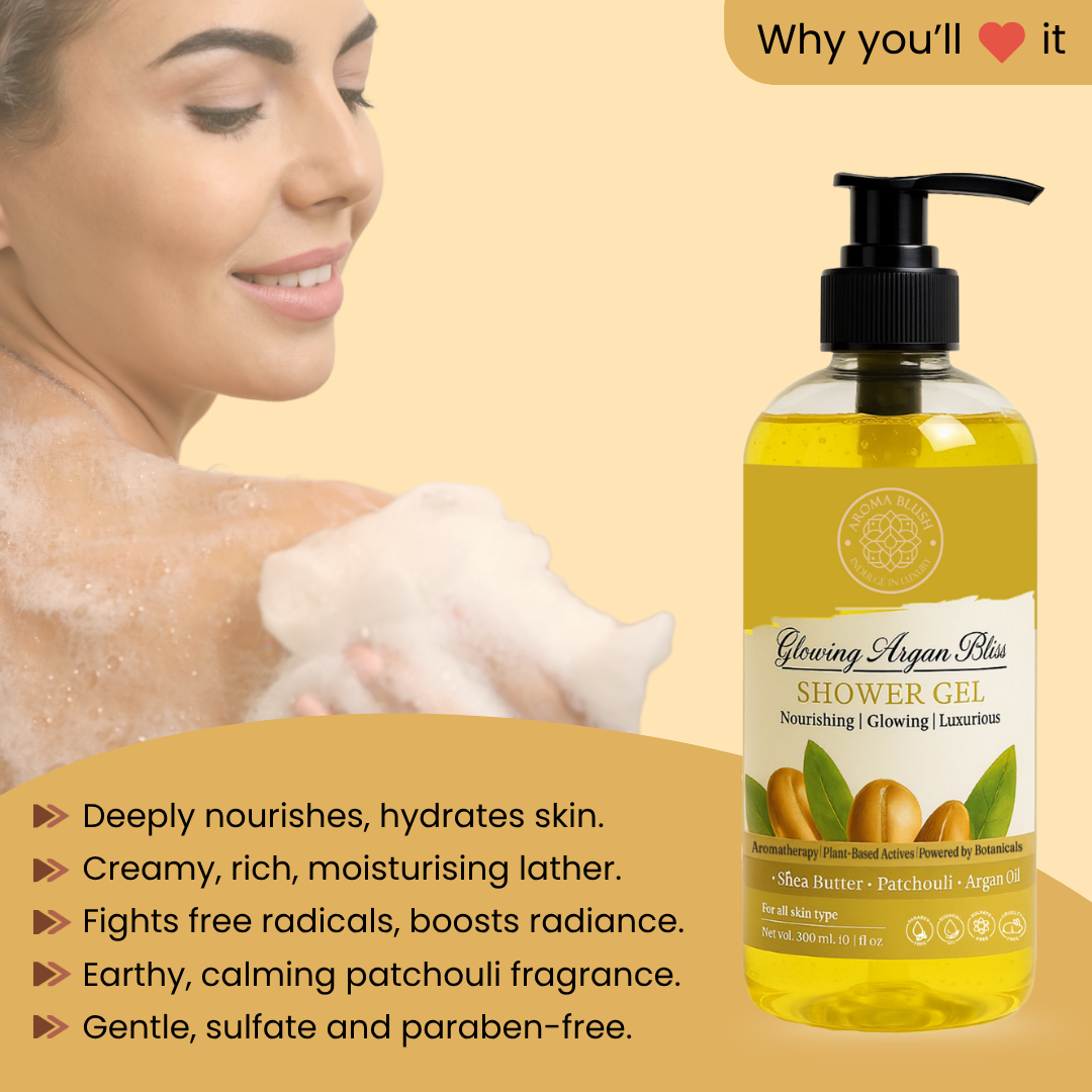 AROMABLUSH Glowing Argan Bliss  Body lotion & shower gels duo's