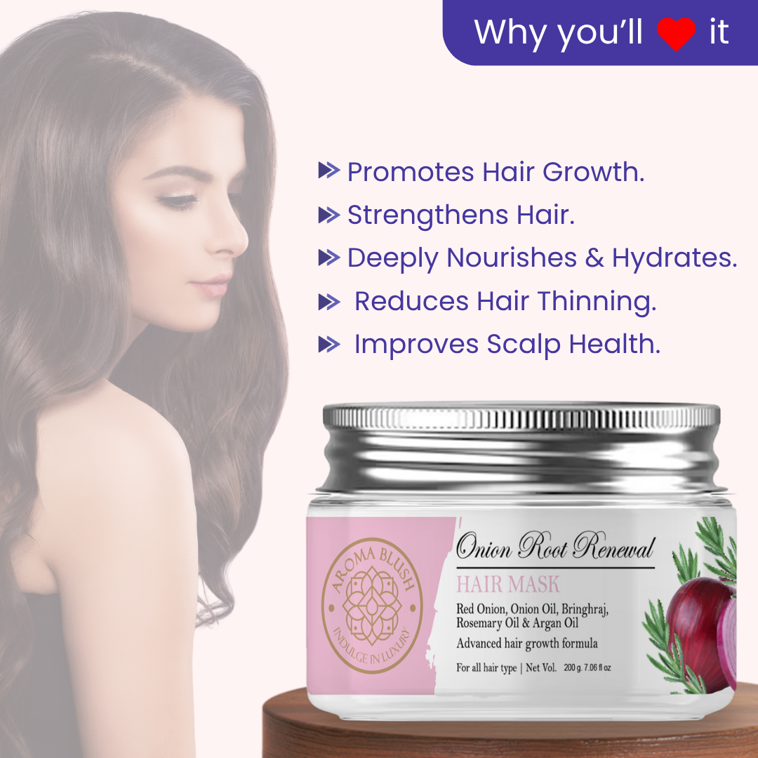 AROMABLUSH Onion Root Renewal  Shampoo, Conditioner & Hairmask Combo