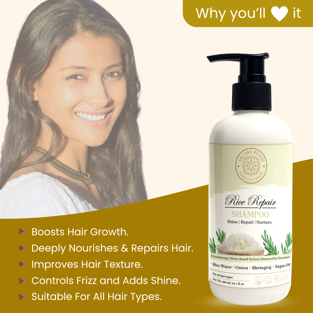 AROMABLUSH  Rice Repair  Shampoo, Conditioner & Hairmask Combo