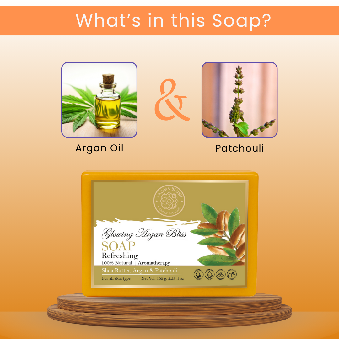 AROMABLUSH Glowing Argan Bliss, Calming Calendula & Morming Brew Revival Combo Soap