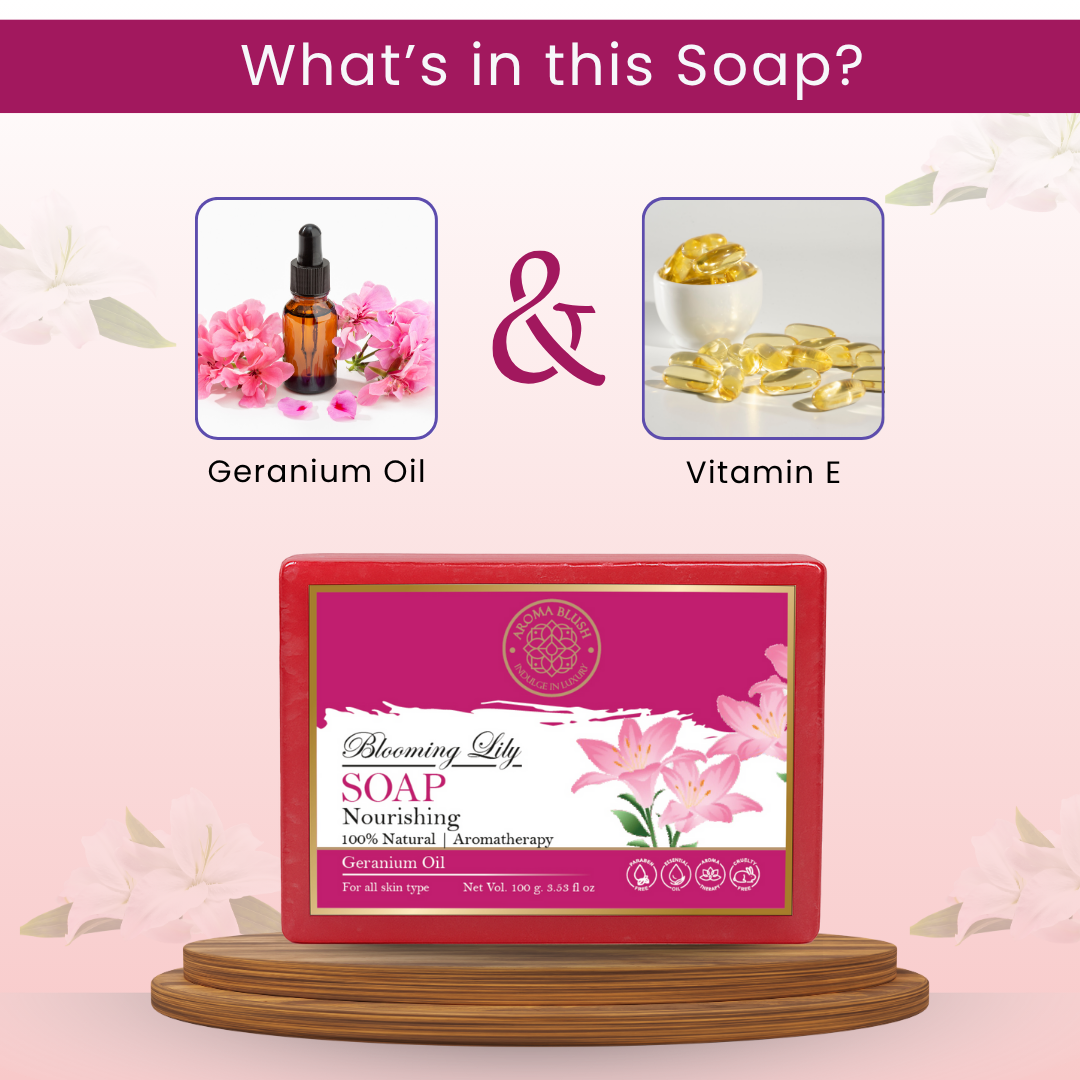 AROMABLUSH Rosy Radiance, Calming Calendula & Blooming Lily Combo Soap