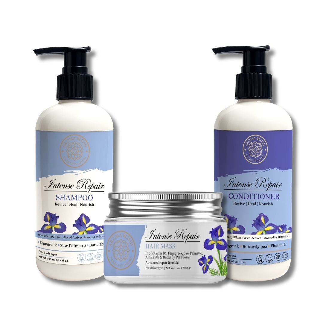 AROMABLUSH Intense Repair  Shampoo, Conditioner & Hairmask Combo