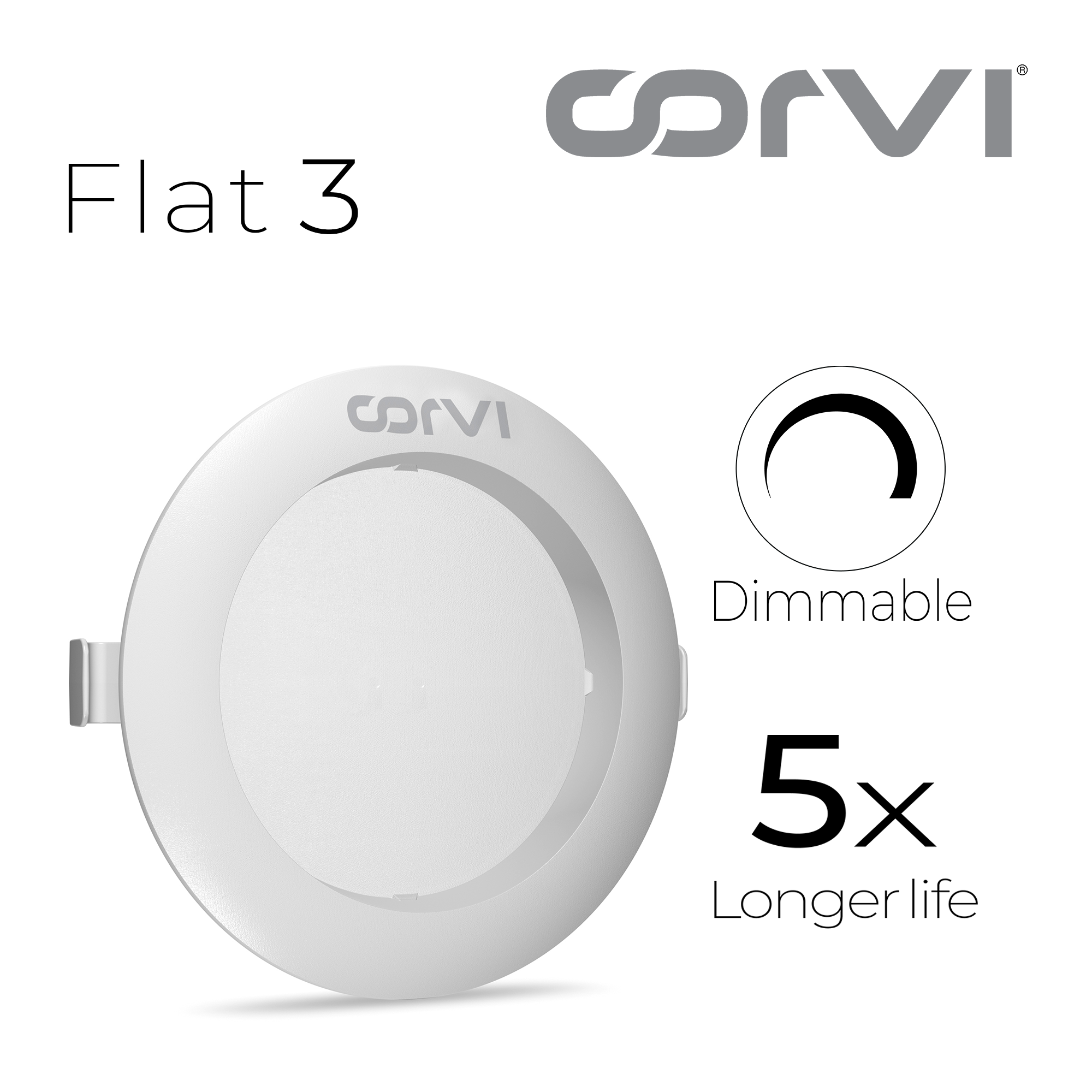 CORVI LED Flat3 6W Round Ceiling Light | Dimmable & Backlit |  White 5700K | Slim Driverless LED Panel with Junction Box | Ideal for False Ceilings & Home Use (Pack of 4)