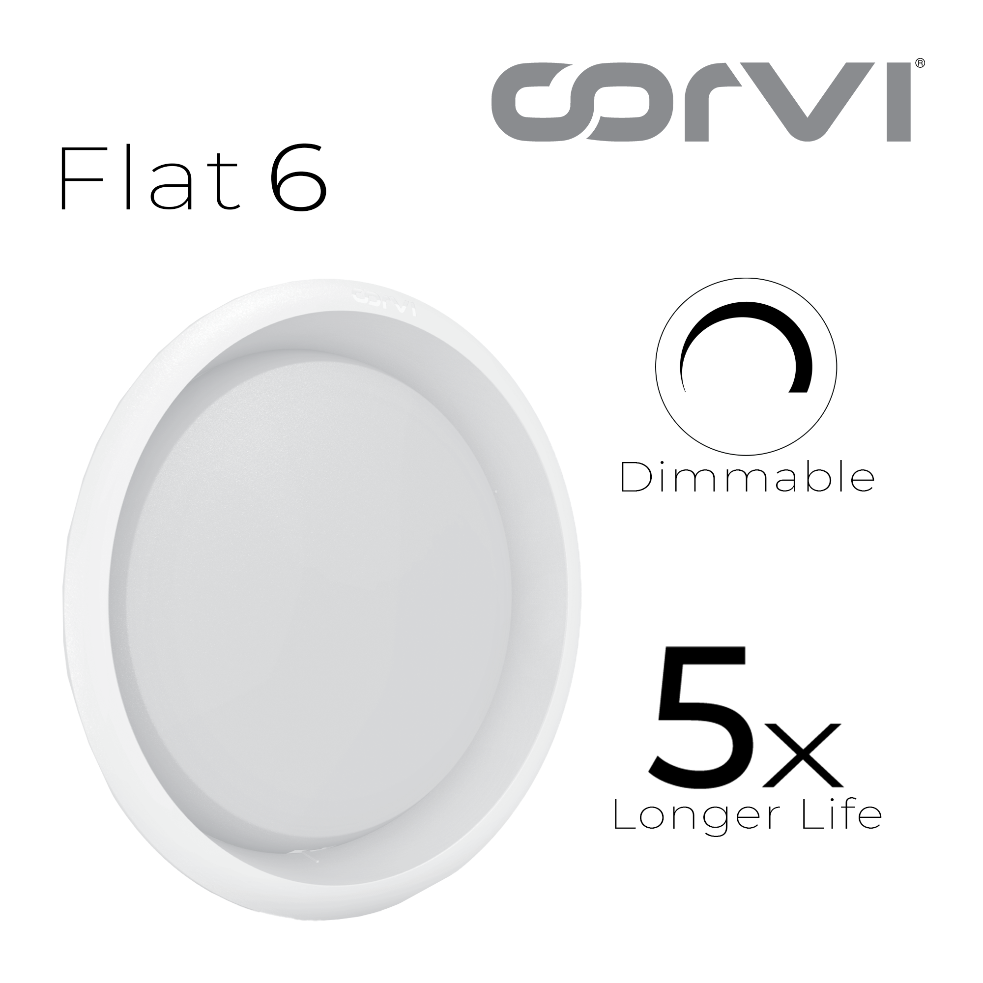 CORVI LED Flat 6 Round 15W False Ceiling Light | Compact, Driverless & Dimmable with Backlit Design | Easy White 4000K for Home & Office (Pack of 3)
