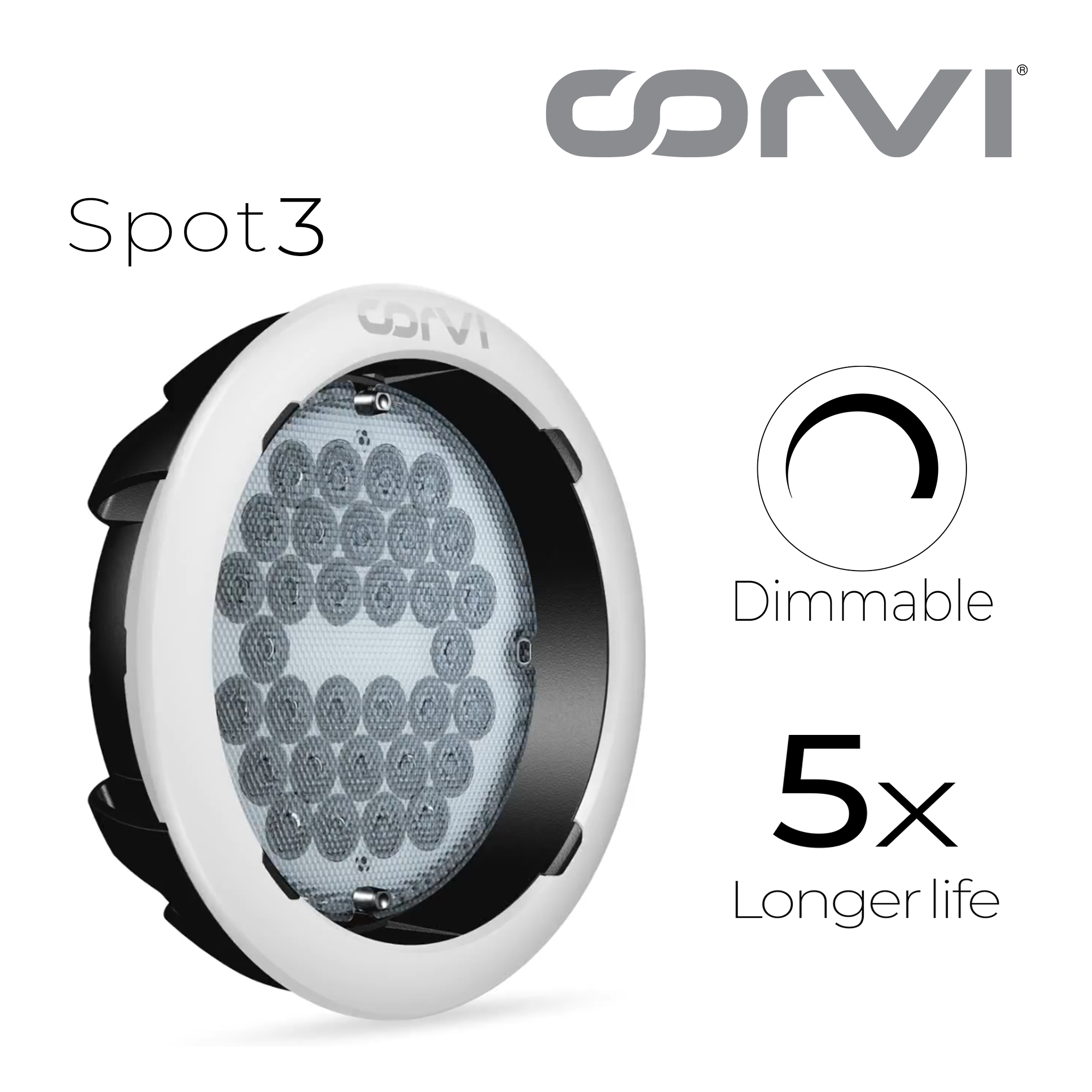 CORVI LED Spot 3 Round 6W Tiltable Spotlight | Driverless, Dimmable, Ultra Low Glare Design with Lens in Lens Technology |  White 5700K (Pack of 2)