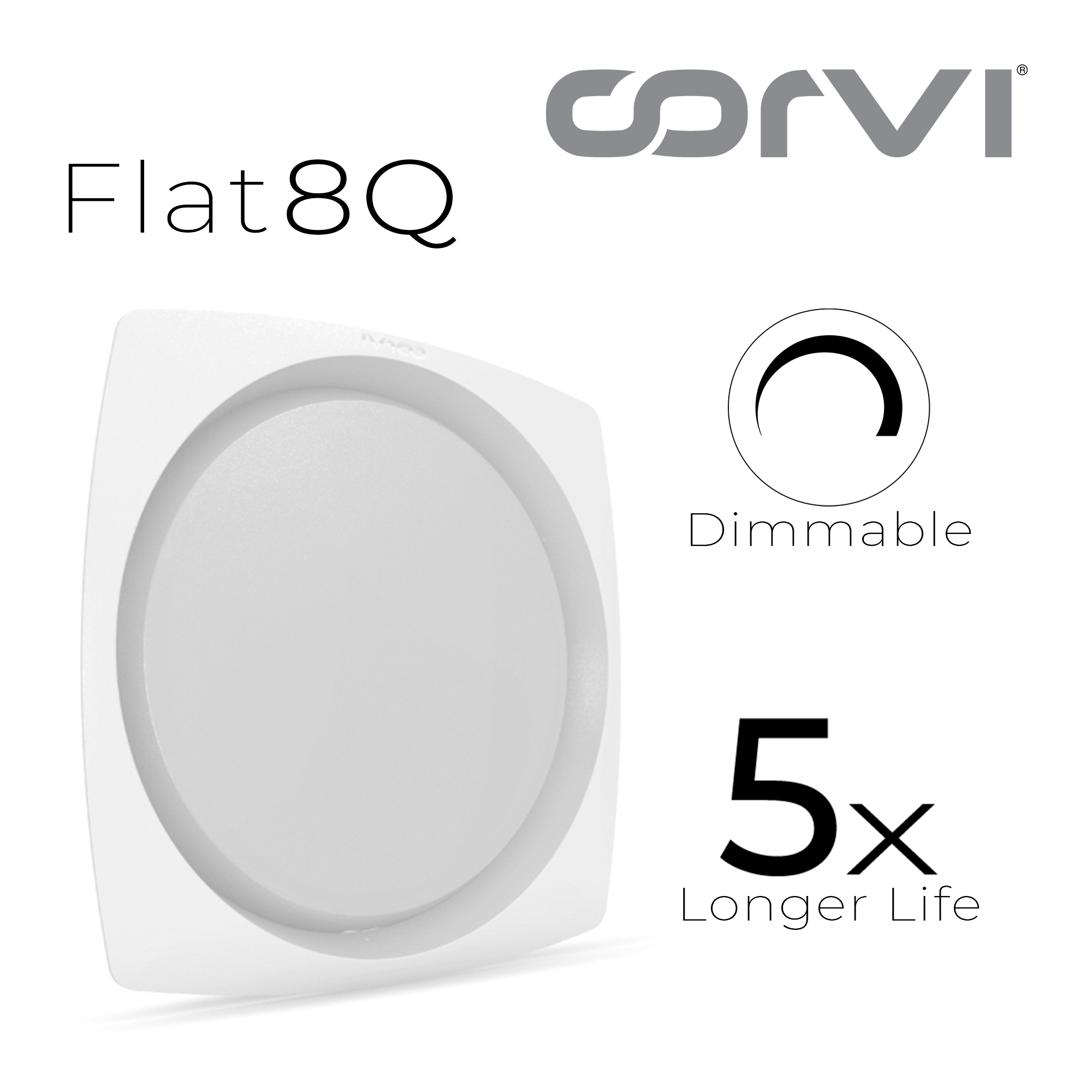 CORVI LED Flat 8Q Square 20W | Compact & Driverless False Ceiling Light | Dimmable with Backlit Technology for Maximum Output | Easy White 4000K (Pack of 2)