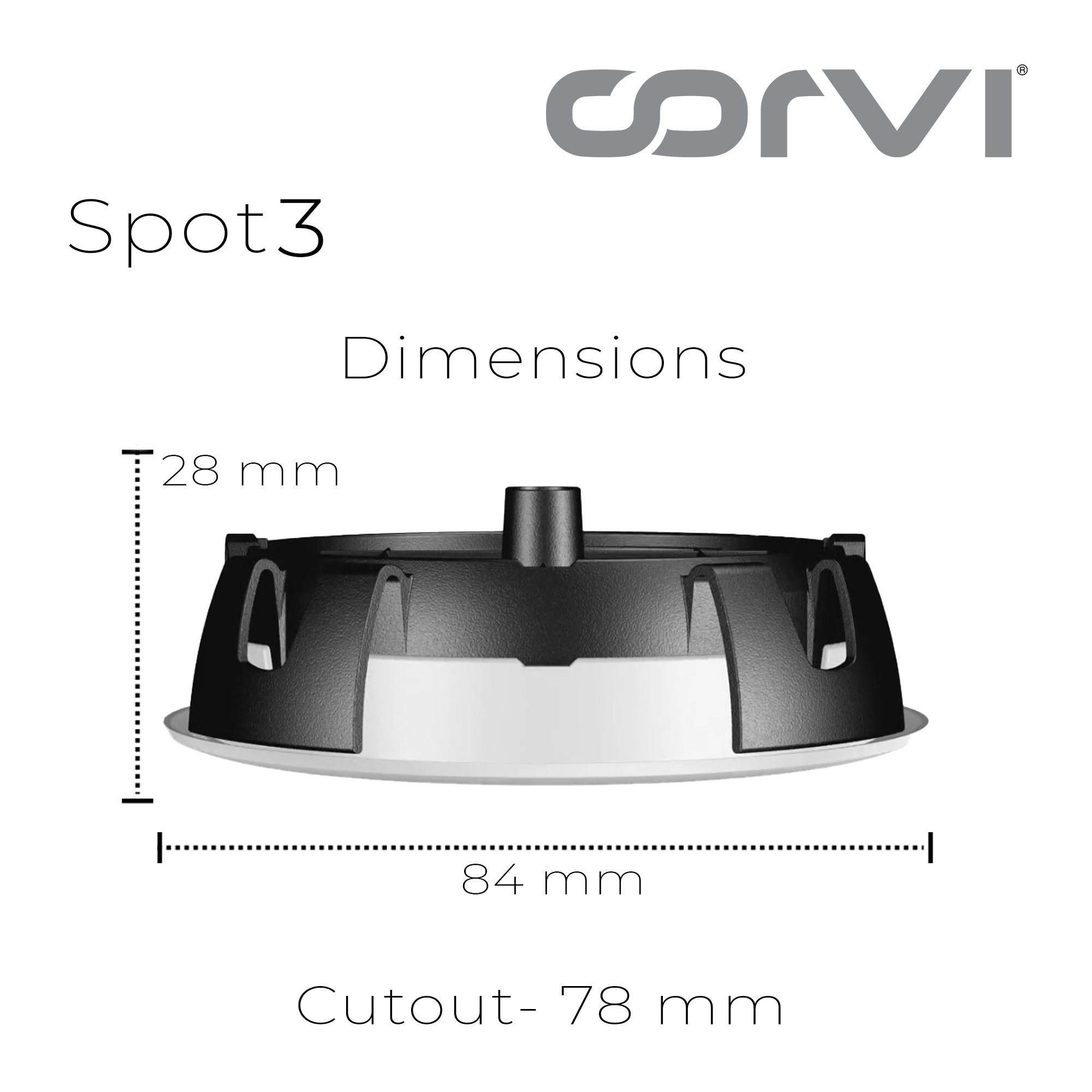 CORVI LED Spot 3 Round 6W Tiltable Spotlight | Driverless, Dimmable, Ultra Low Glare Design with Lens in Lens Technology |  White 5700K (Pack of 2)